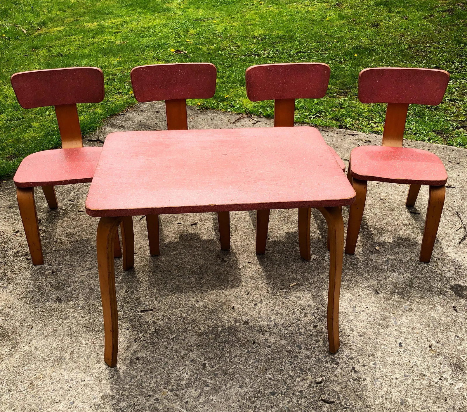 1960s Mid-Century Childs' Dining Set in the Manner of Alvar Aalto Htf - 5 Pieces - 9
