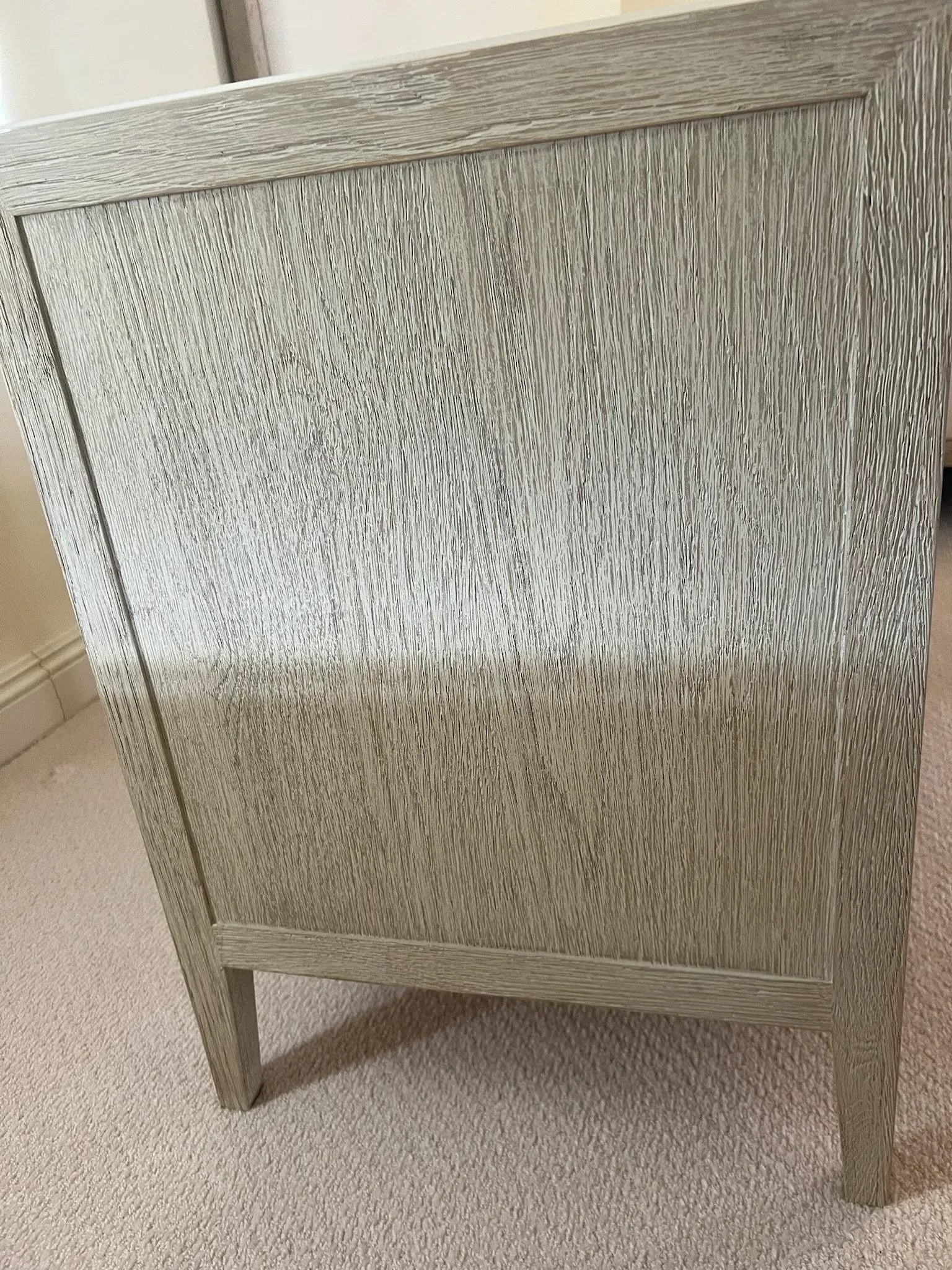 Restoration Hardware French Contemporary Closed Nightstand in Whitewashed Oak and Brushed Light Pewt - 3