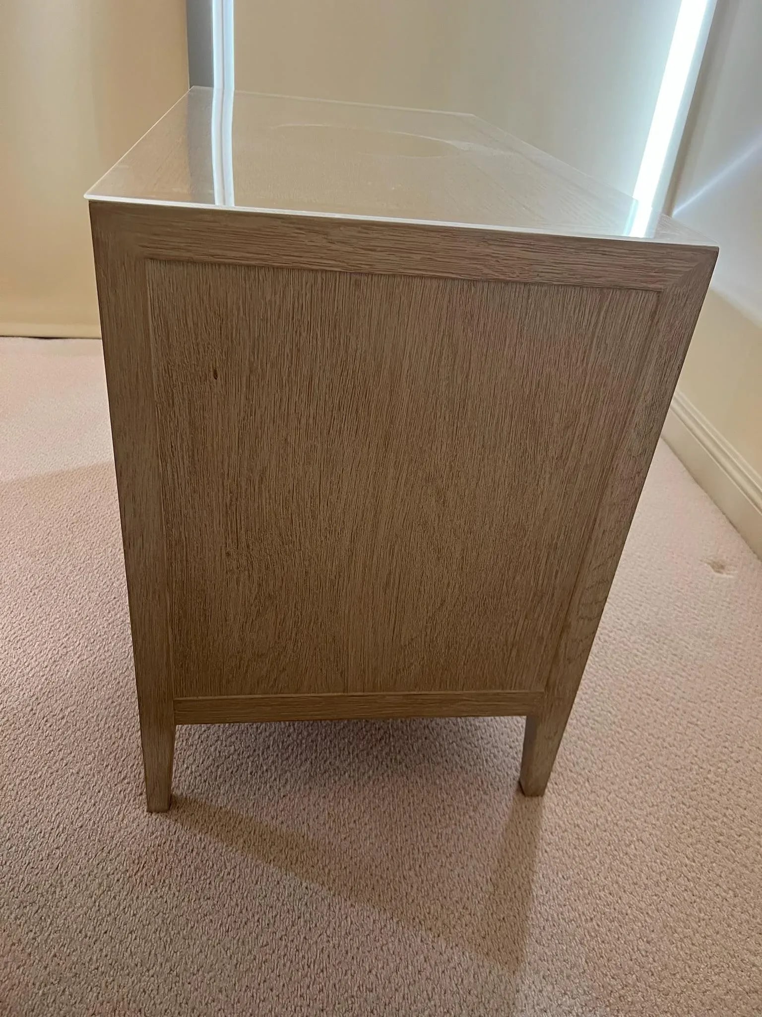 Restoration Hardware French Contemporary Closed Nightstand in Whitewashed Oak and Brushed Light Pewt - 4