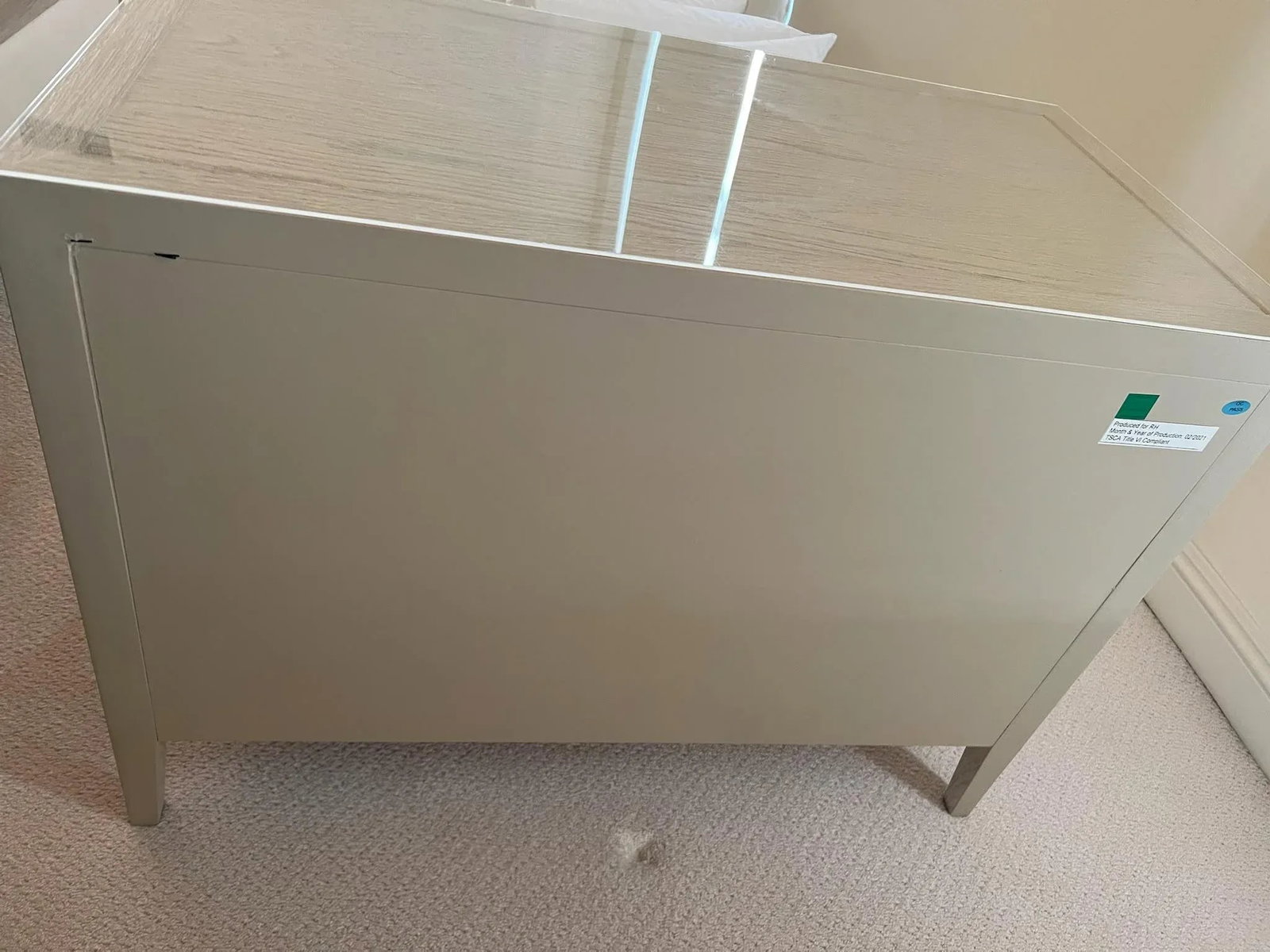 Restoration Hardware French Contemporary Closed Nightstand in Whitewashed Oak and Brushed Light Pewt - 5
