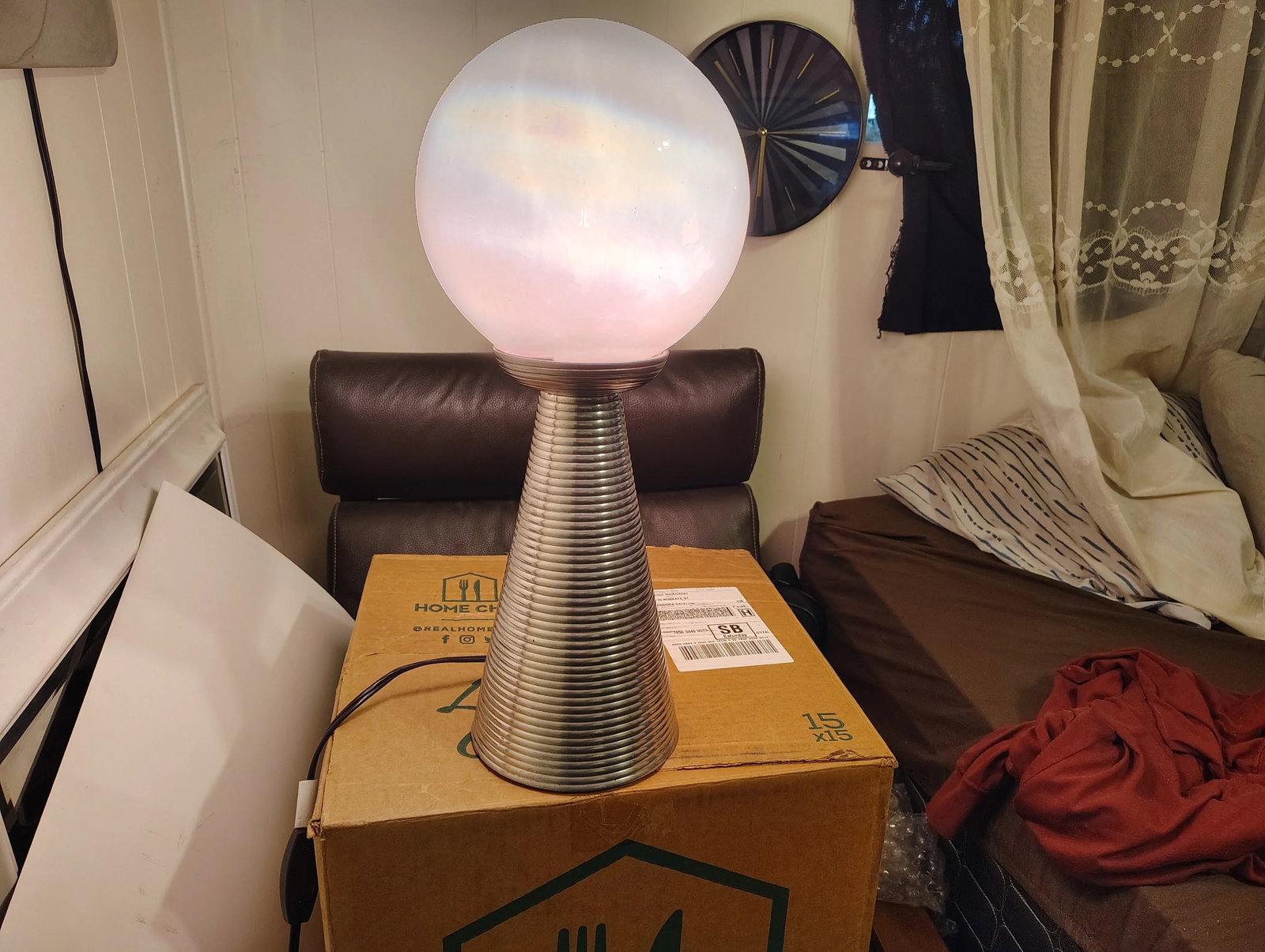 1980s Polished Aluminum Tower and Glass Globe Table / Floor Lamp - 10