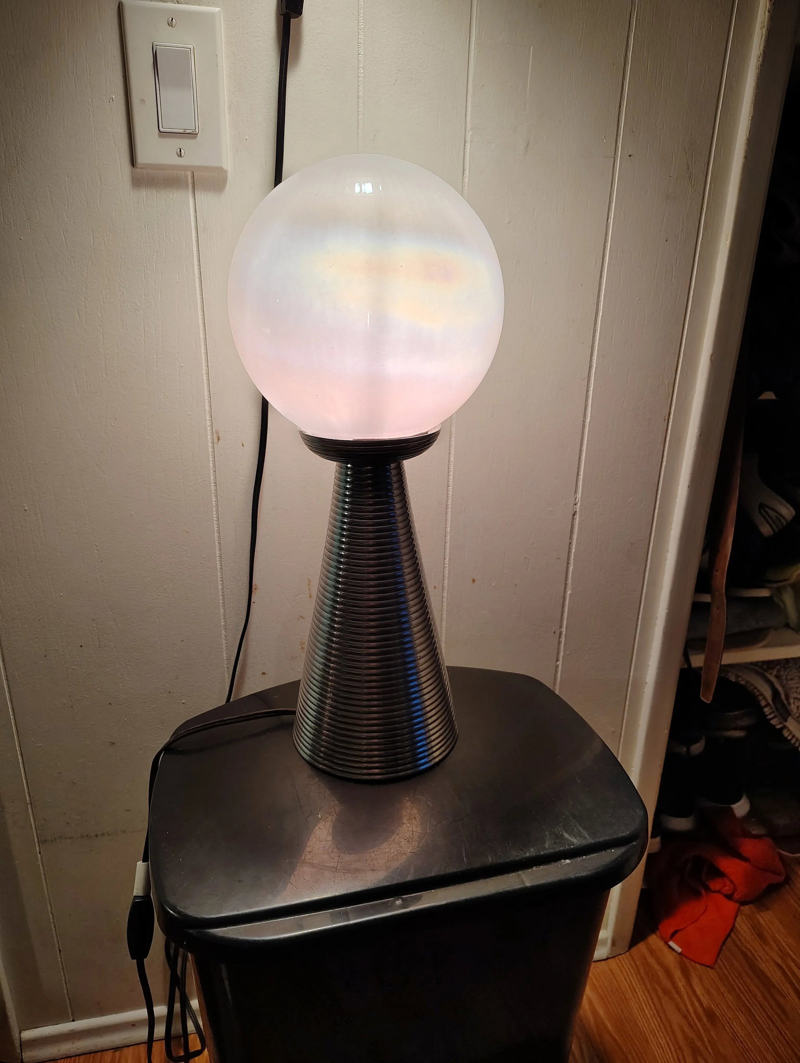 1980s Polished Aluminum Tower and Glass Globe Table / Floor Lamp - 3