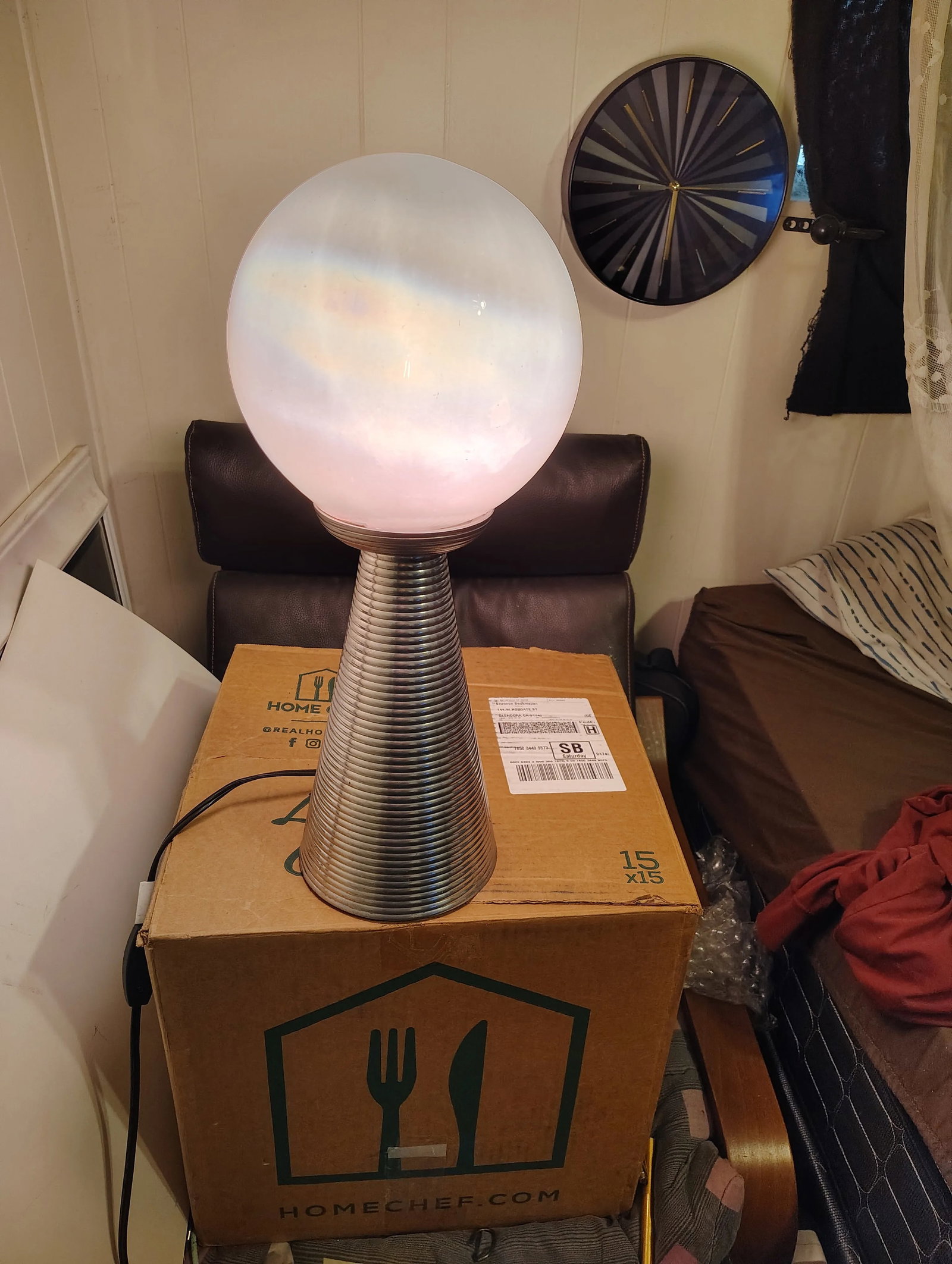1980s Polished Aluminum Tower and Glass Globe Table / Floor Lamp - 9