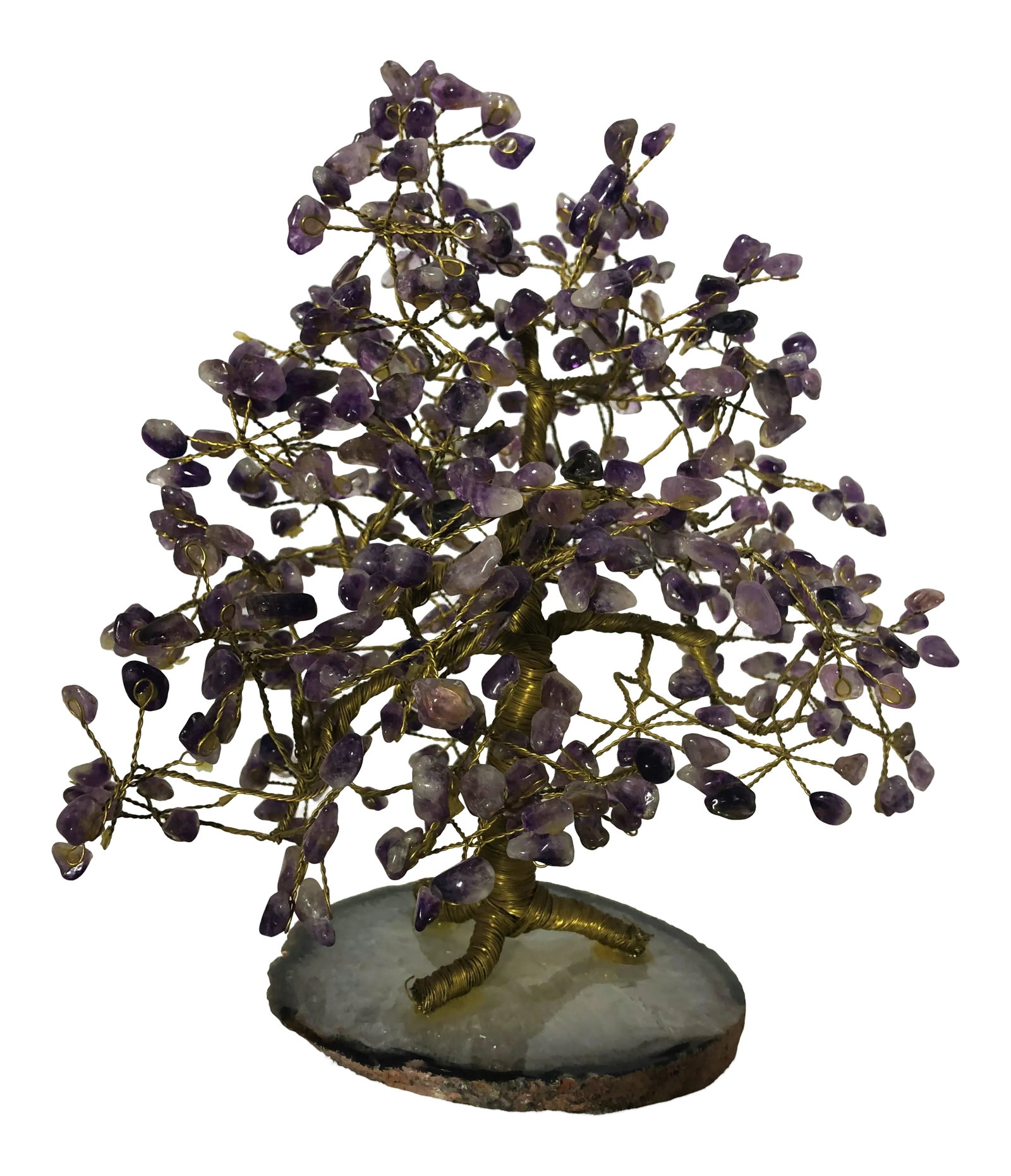 Vintage Amethyst Tree on Agate Base Tree of Life With Copper Trunk and Stems (1 of 7)