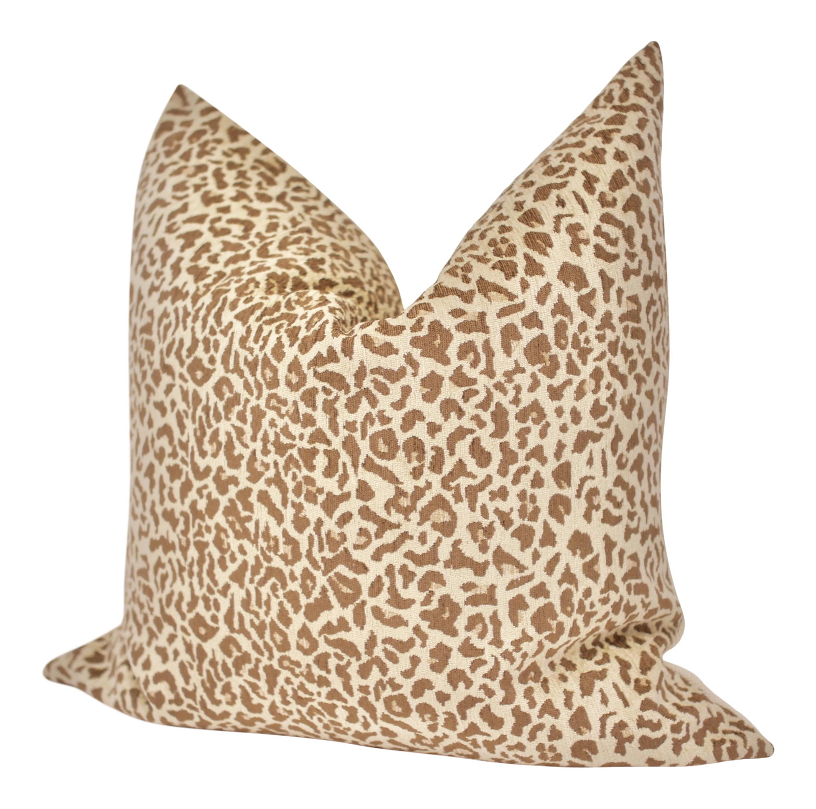 Bassett McNab Company Chenille Leopardskin Square Pillow: Beautifully handmade Bassett McNab Company pillow in Chenille Leopardskin, backed in a gorgeous upholstery weight fabric from Larsen. Features a down/feather insert and an invisible zipper closure.