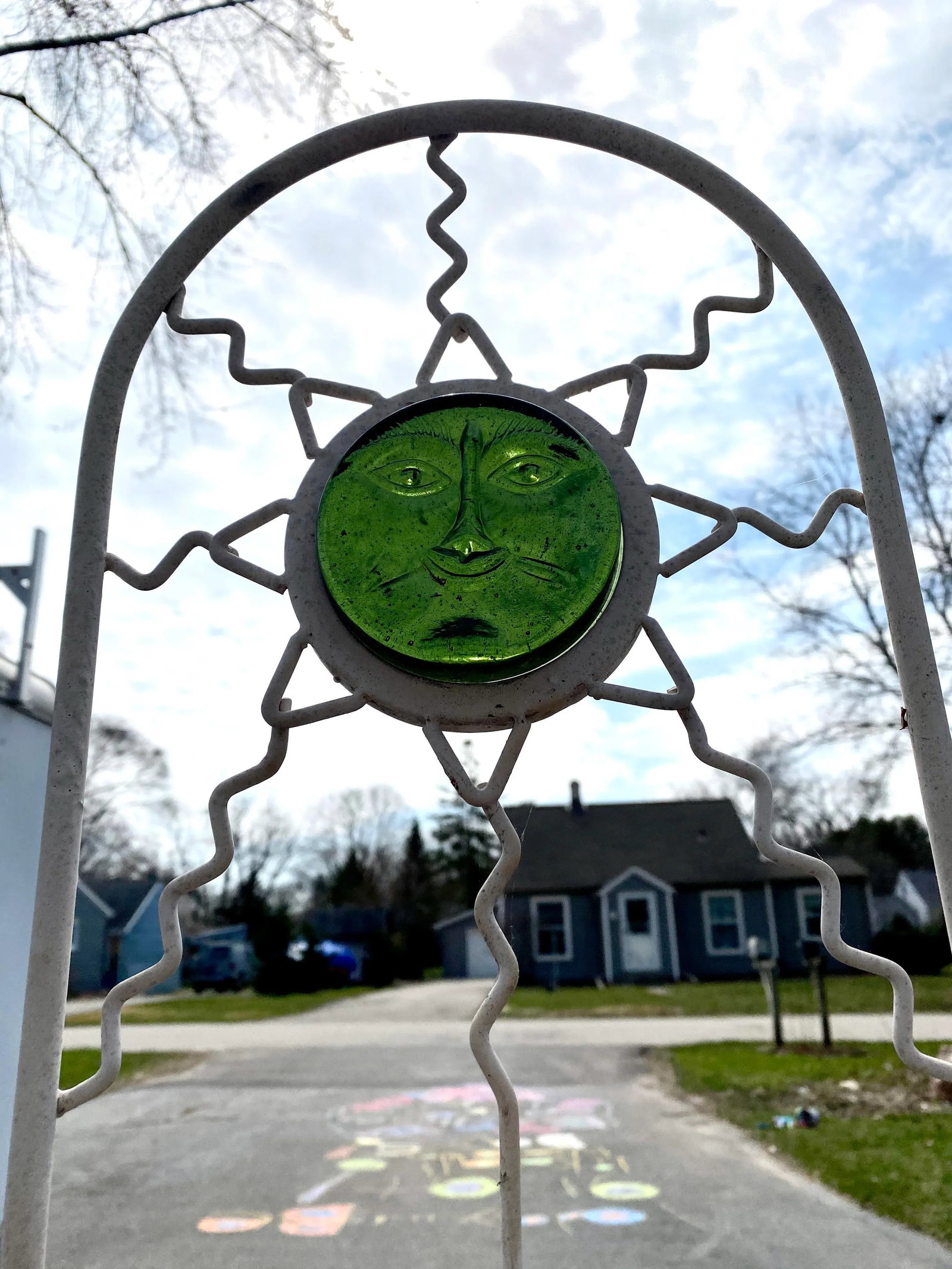 Late 20th Century Metal and Glass Sun Face Plant Stand - 3