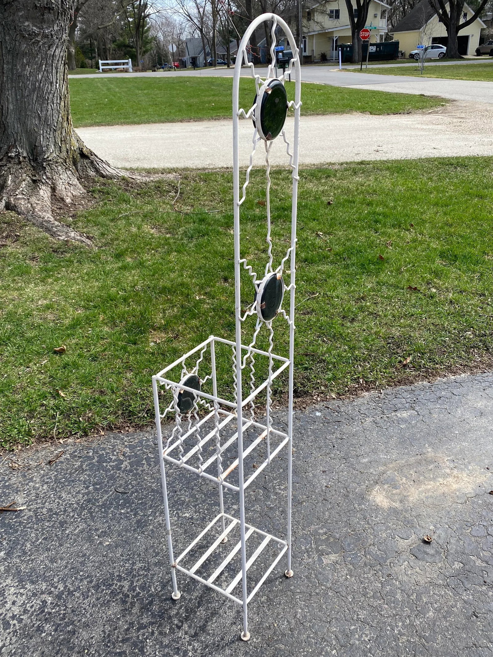 Late 20th Century Metal and Glass Sun Face Plant Stand - 4