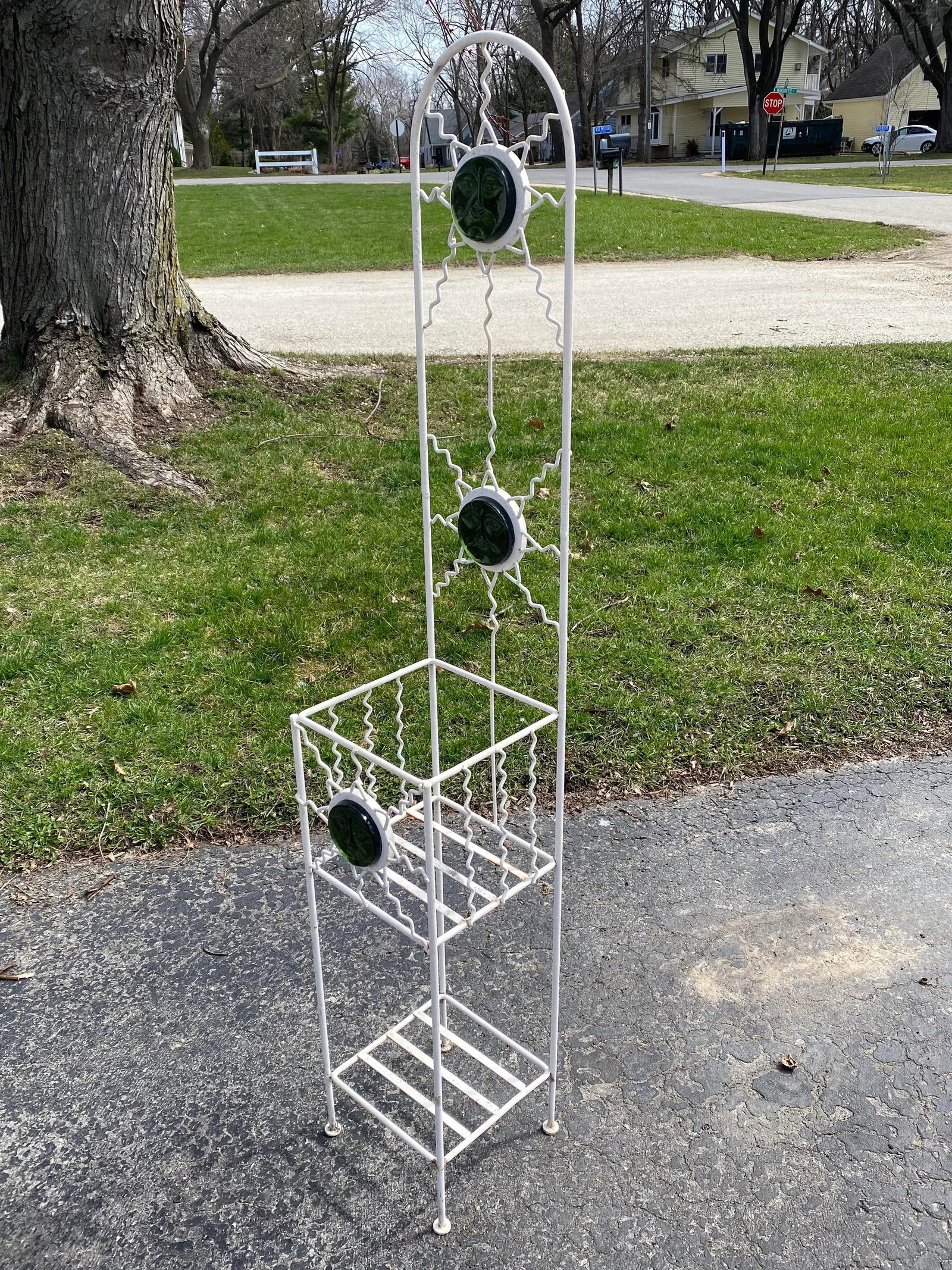 Late 20th Century Metal and Glass Sun Face Plant Stand - 5