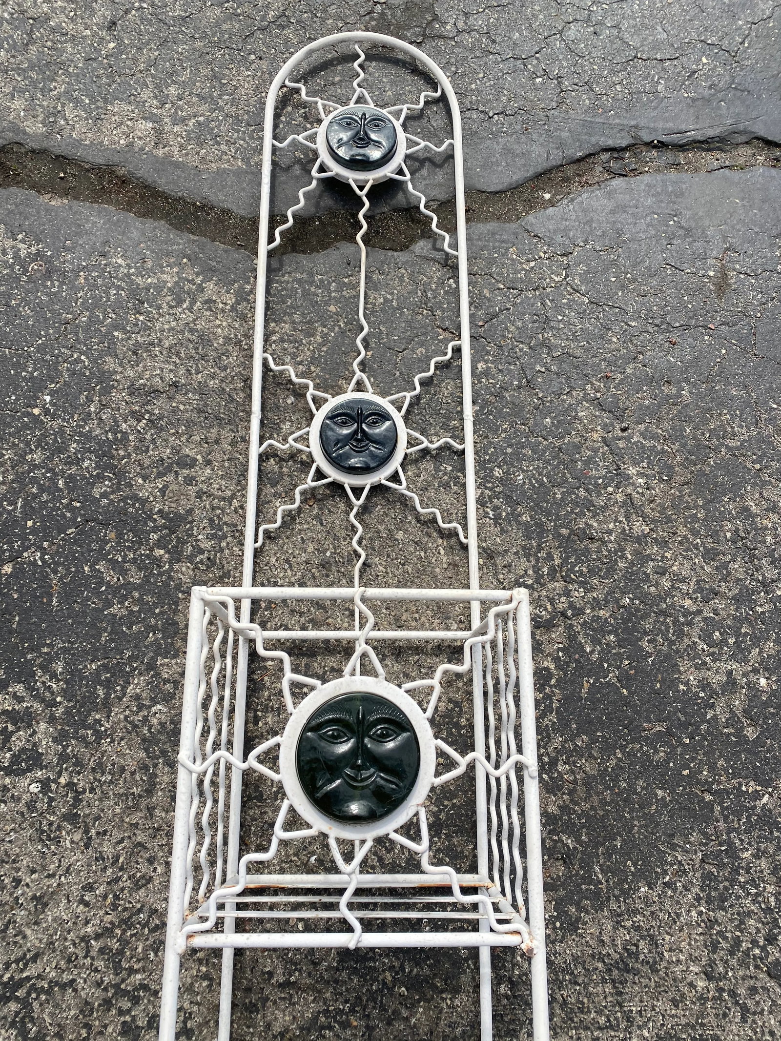 Late 20th Century Metal and Glass Sun Face Plant Stand - 6