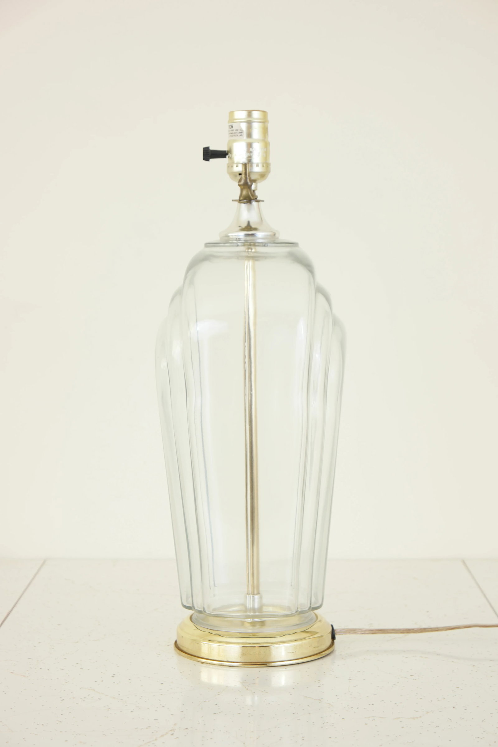Art Deco Translucent Glass & Brass Table Lamp - 3