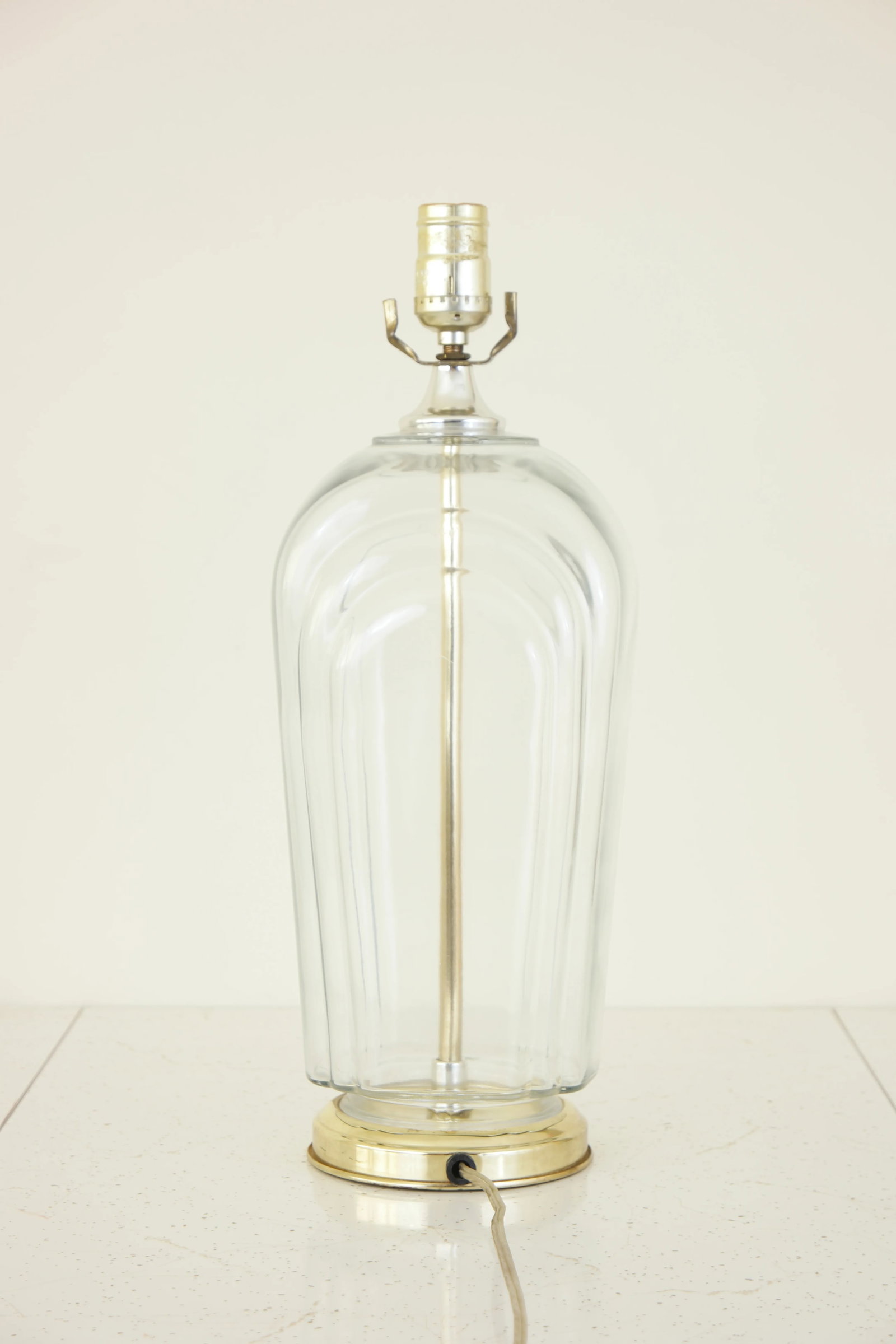 Art Deco Translucent Glass & Brass Table Lamp - 4