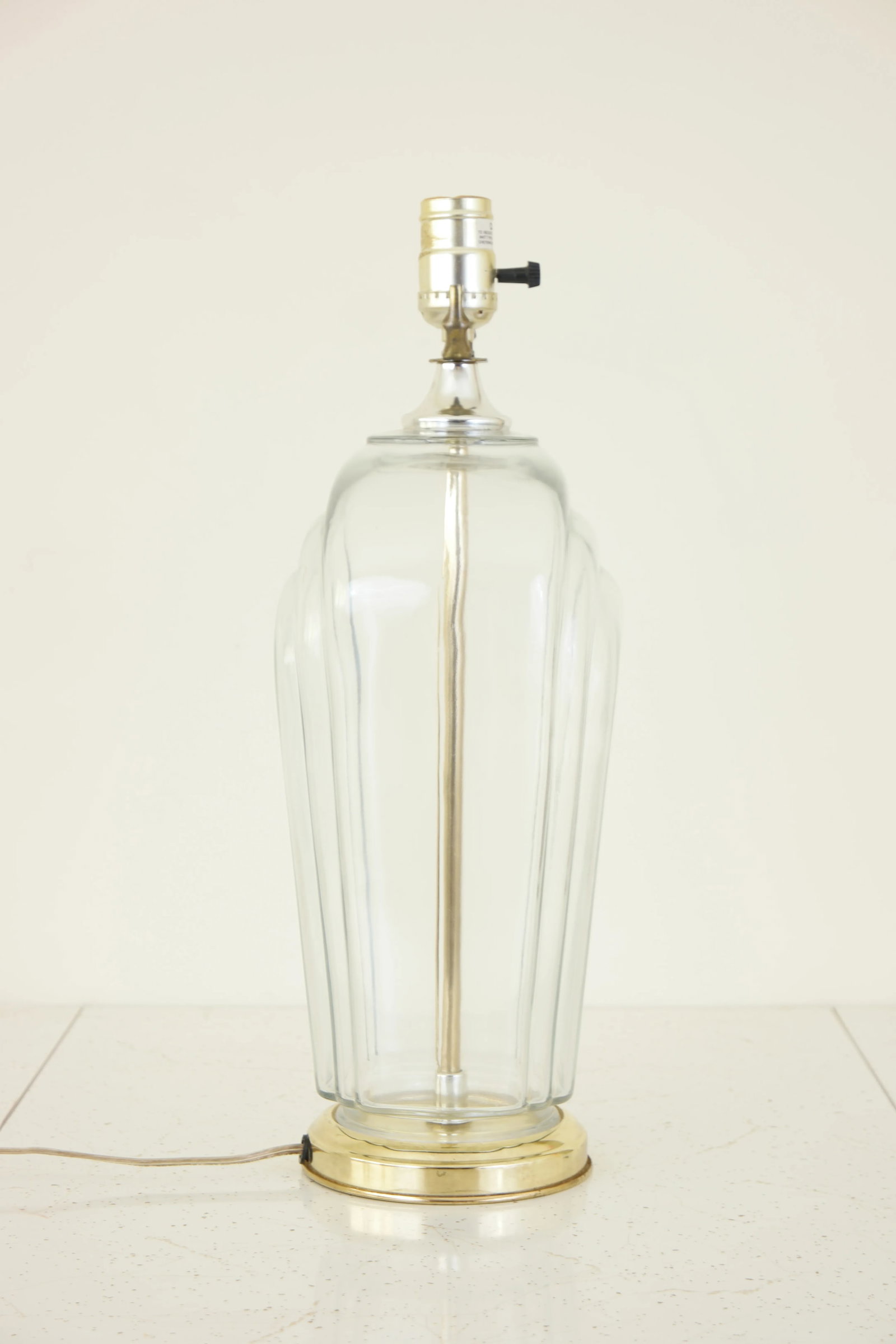 Art Deco Translucent Glass & Brass Table Lamp - 5
