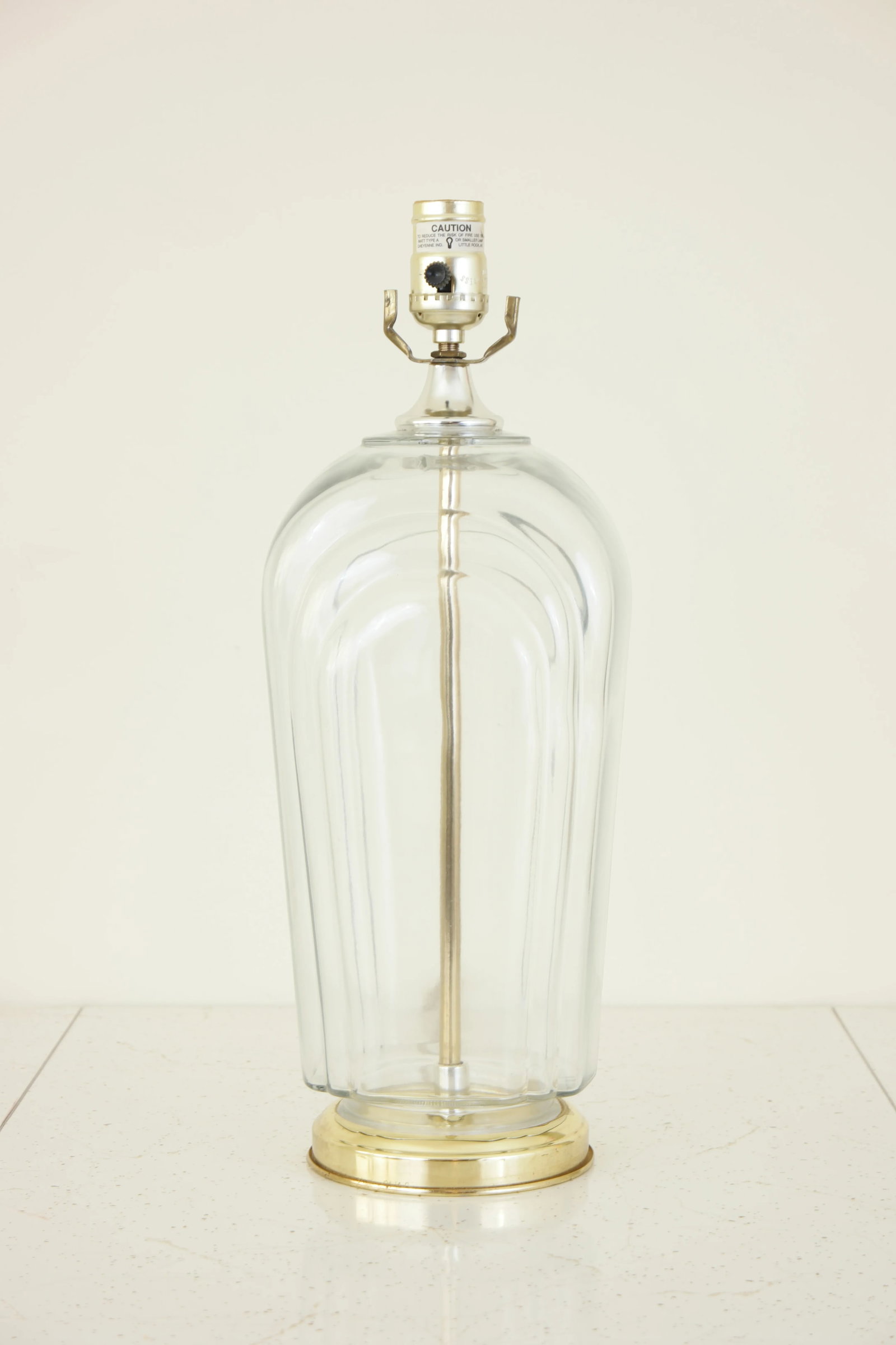 Art Deco Translucent Glass & Brass Table Lamp - 6