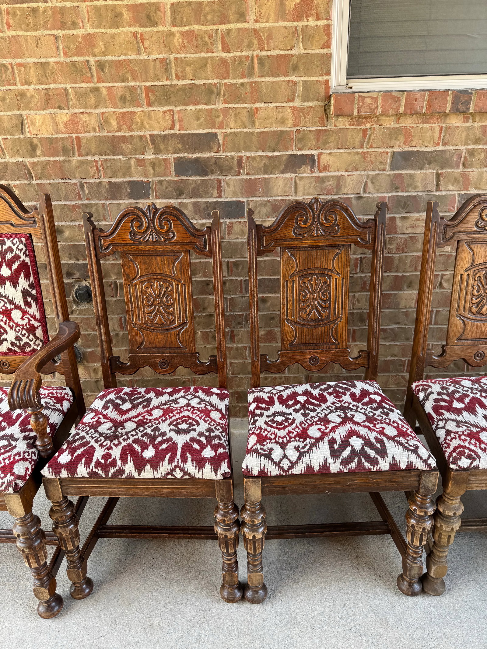 1920s Set of 5 Antique Vintage Jacobean Dining Chairs - 2