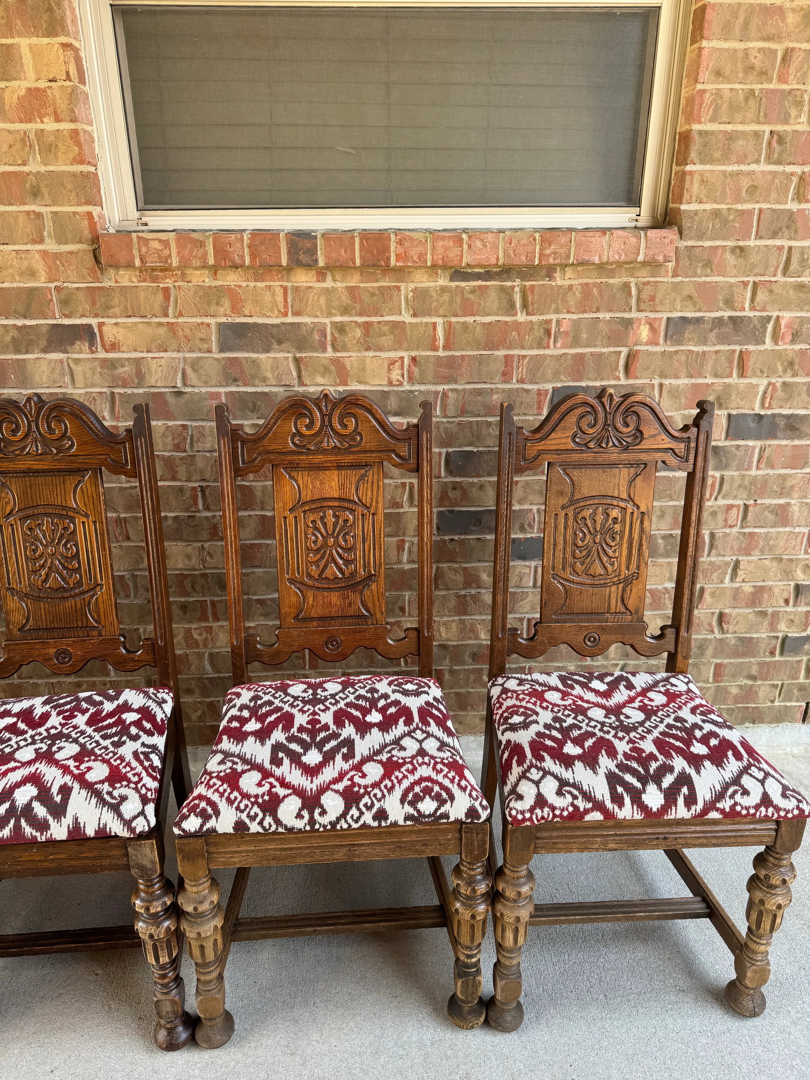 1920s Set of 5 Antique Vintage Jacobean Dining Chairs - 5