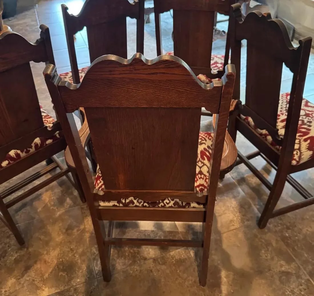 1920s Set of 5 Antique Vintage Jacobean Dining Chairs - 7