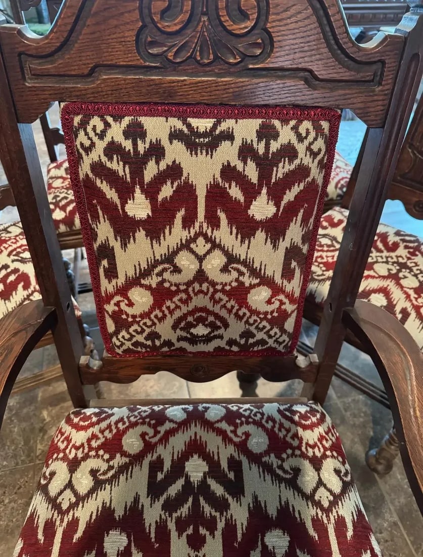 1920s Set of 5 Antique Vintage Jacobean Dining Chairs - 8