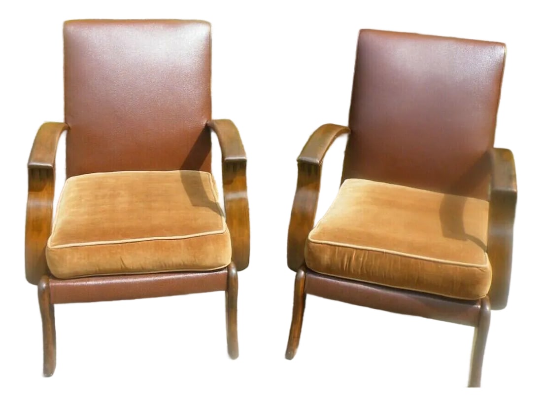 1930s Halabala Style Art Deco Armchairs- Set of 2 (1 of 4)