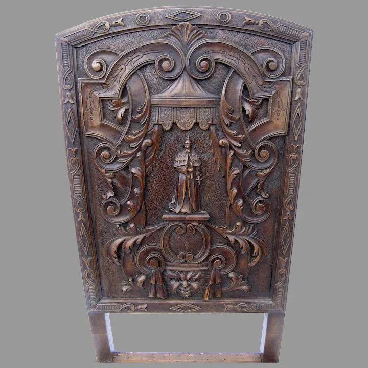 Carved Tall Renaissance Revival Side Chairs - a Pair - 5