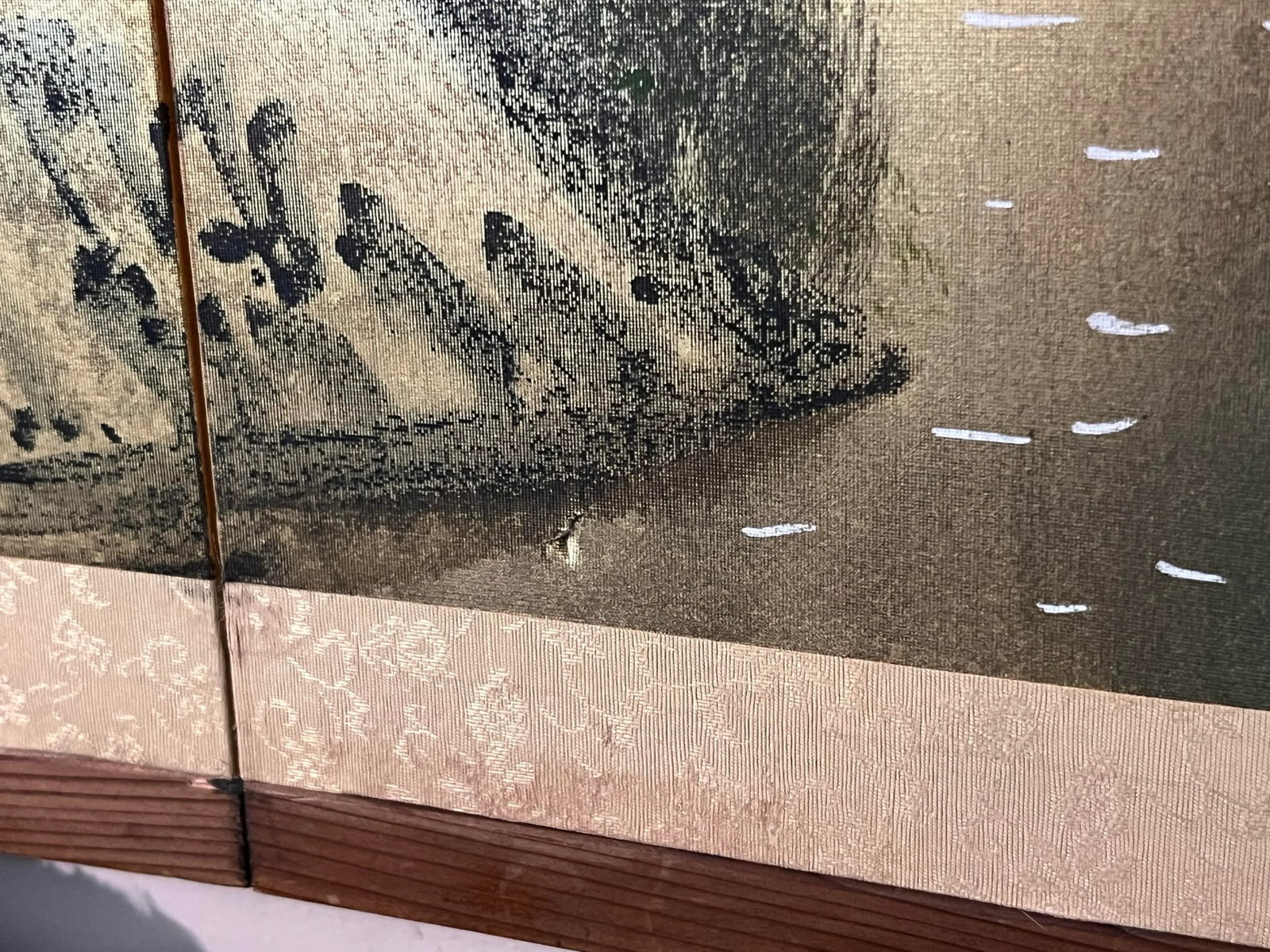 Early 20th Century Exceptional Antique Edo Period Japanese 4 Panel Byobu Painting on Silk of Spring - 10
