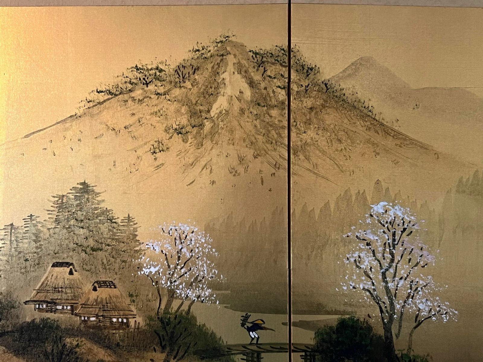 Early 20th Century Exceptional Antique Edo Period Japanese 4 Panel Byobu Painting on Silk of Spring - 7