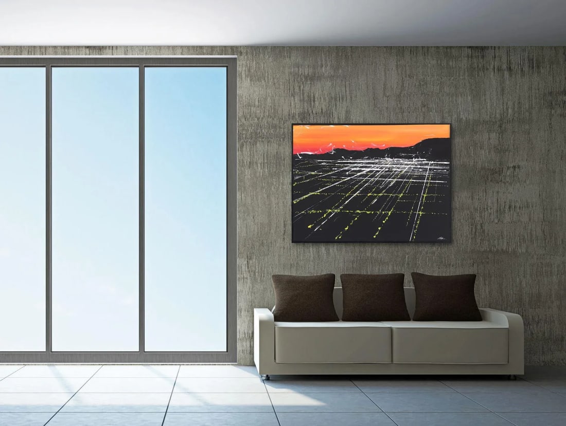 "La Brea Sunset Aerial'' City View From Above Original Painting by Pete Kasprzak - 7