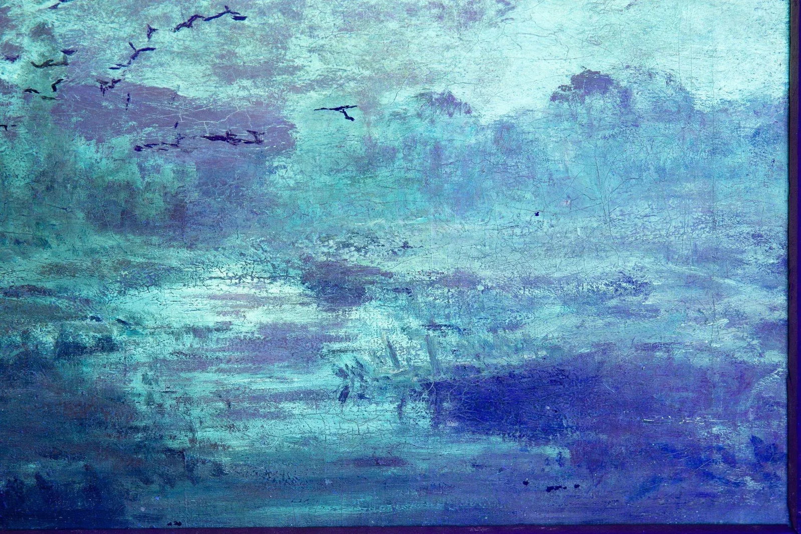 American Tonalist Antique Oil Painting of Moonlit Nocturnal Landscape - 17