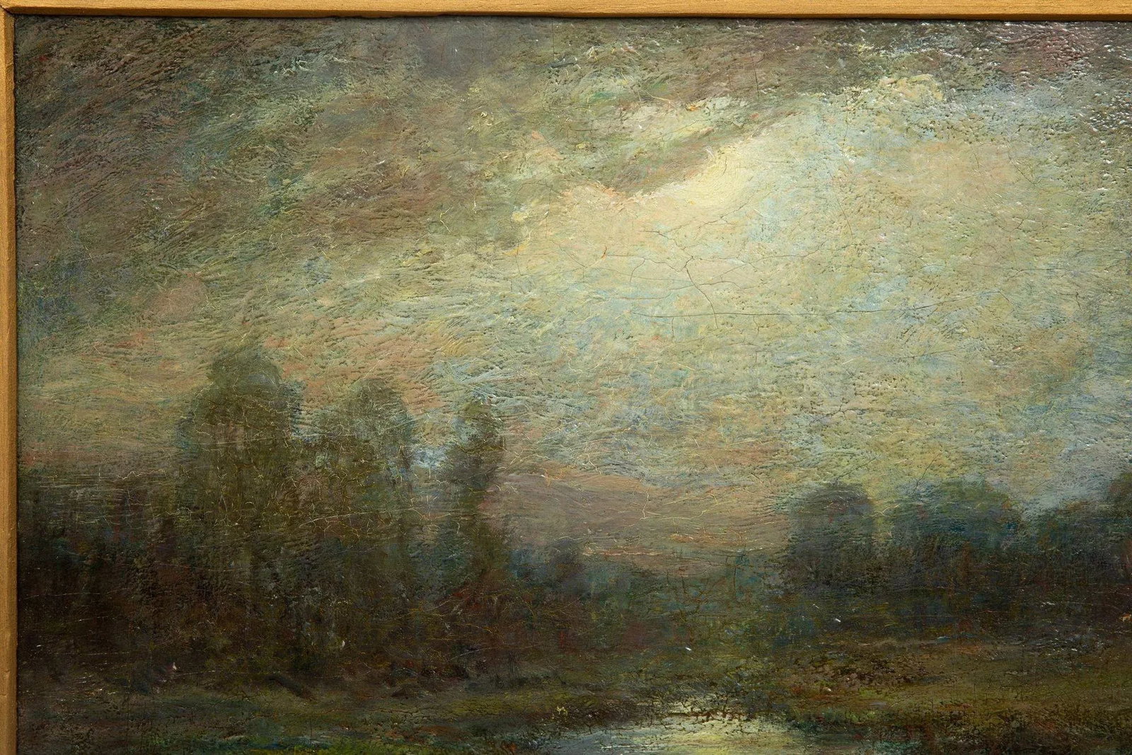 American Tonalist Antique Oil Painting of Moonlit Nocturnal Landscape - 4
