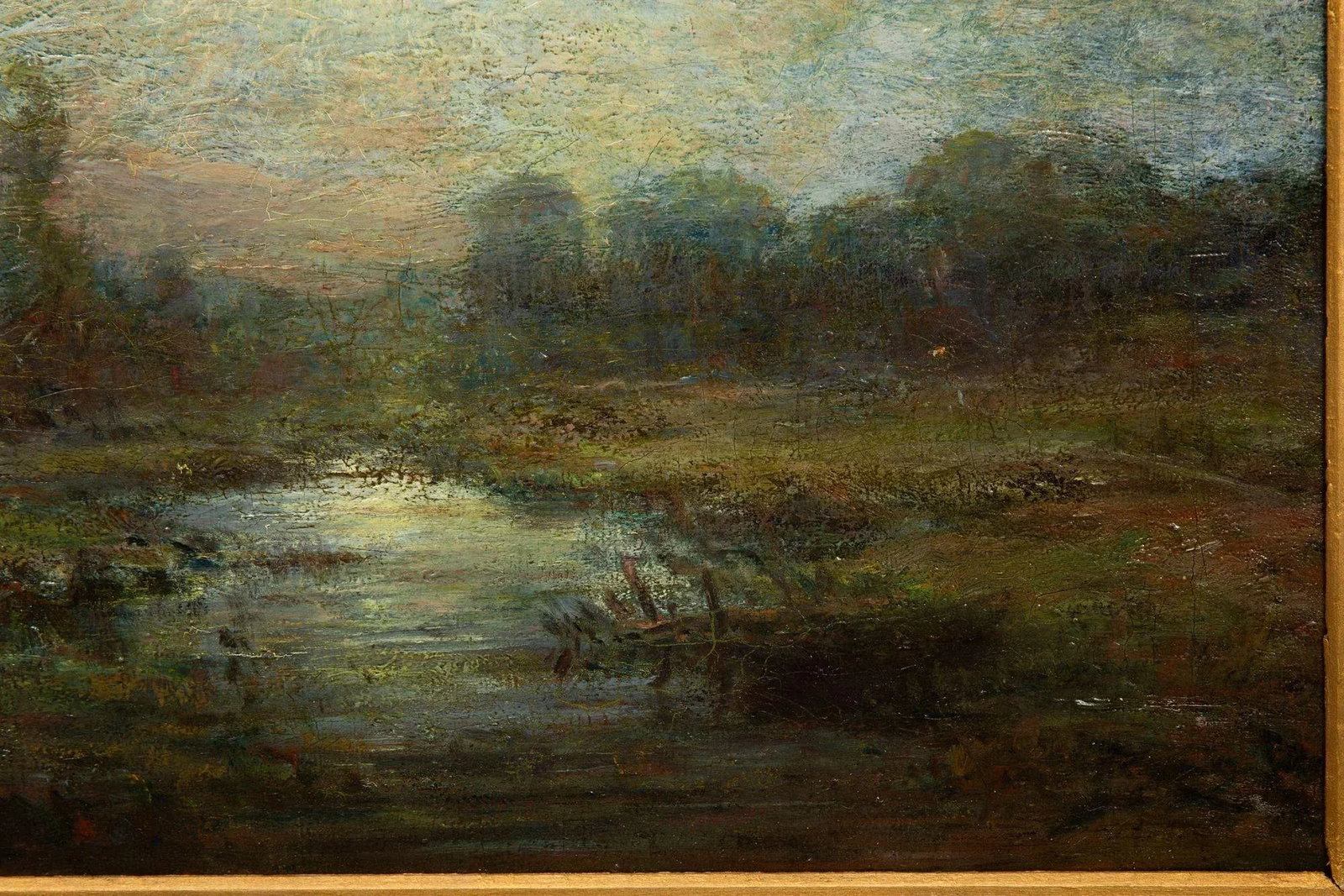 American Tonalist Antique Oil Painting of Moonlit Nocturnal Landscape - 7