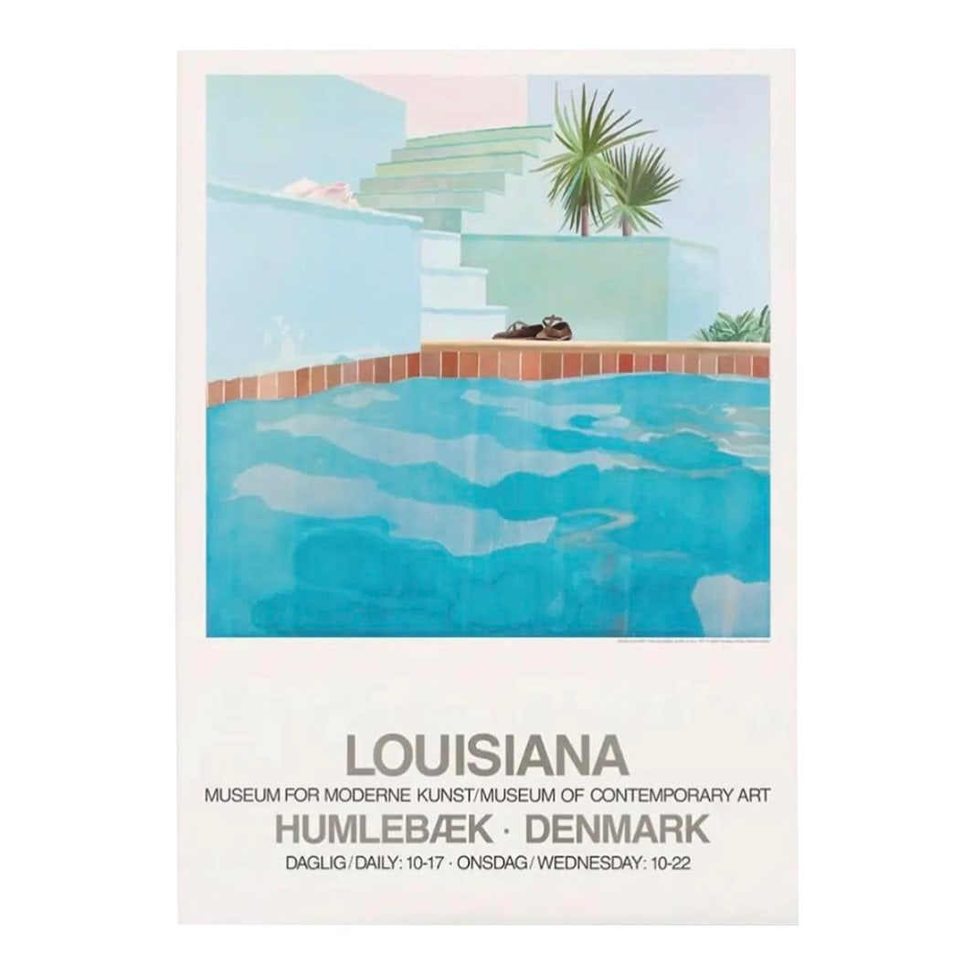 1987 Original David Hockney "Pool and Steps" Louisiana Museum Exhibition Lithograph Poster (1 of 7)