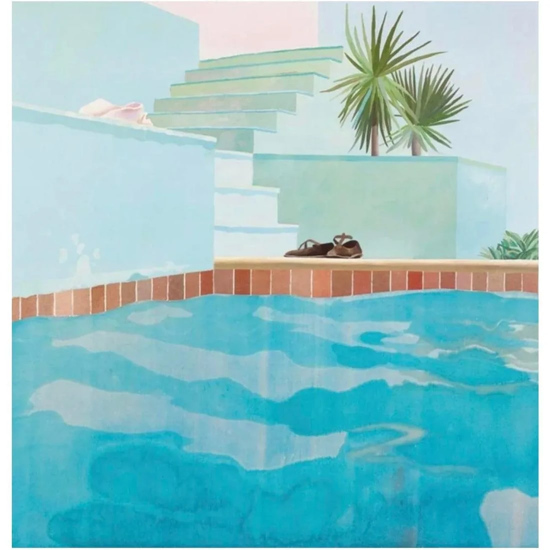 1987 Original David Hockney "Pool and Steps" Louisiana Museum Exhibition Lithograph Poster - 3