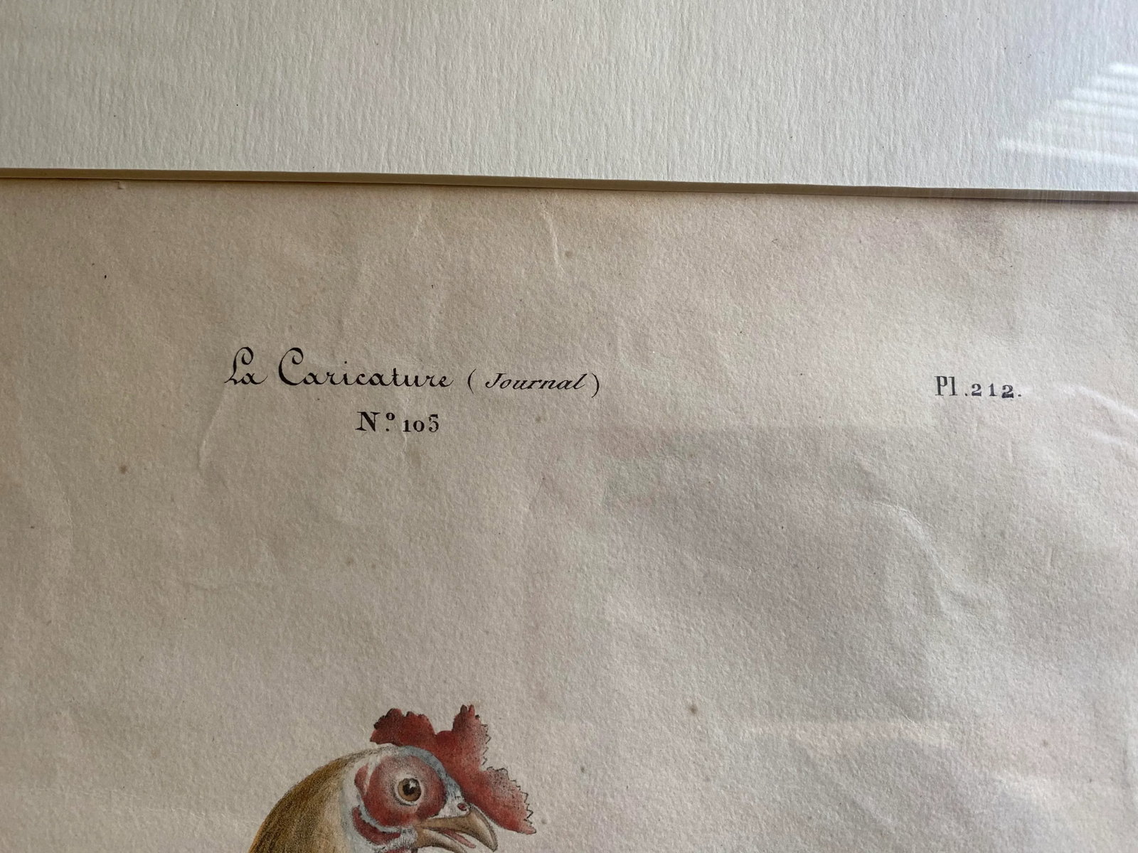 French Colored Engraving From "La Caricature" Depicting a Rooster - 4