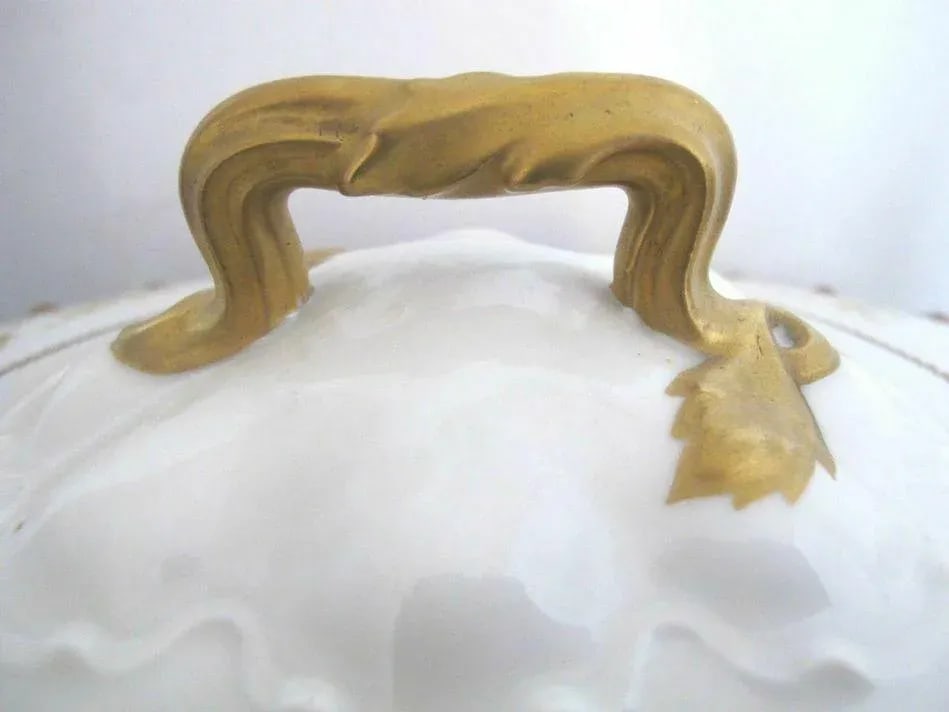 1920s Haviland Limoges France Gold Gilt & Red Floral Large Tureen W/Lid - 8