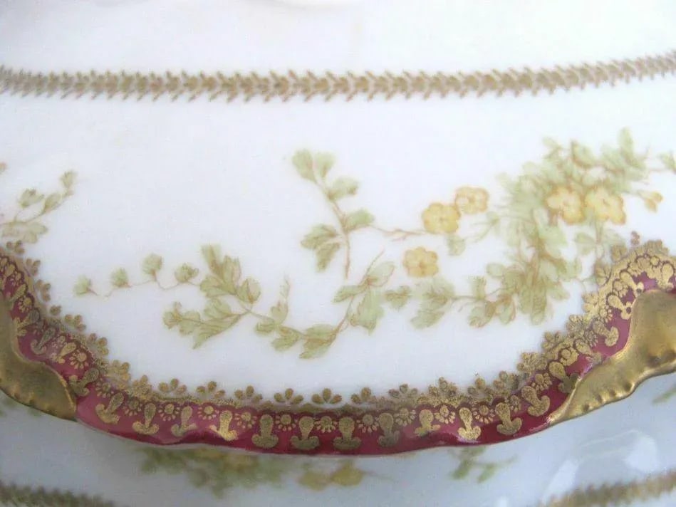 1920s Haviland Limoges France Gold Gilt & Red Floral Large Tureen W/Lid - 9