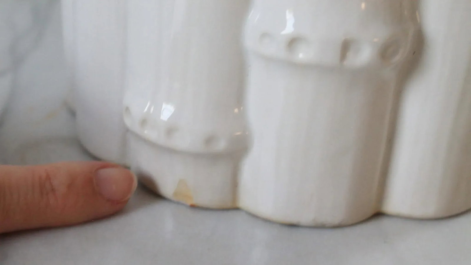 Vintage White Ceramic Faux Bamboo Planter - 6