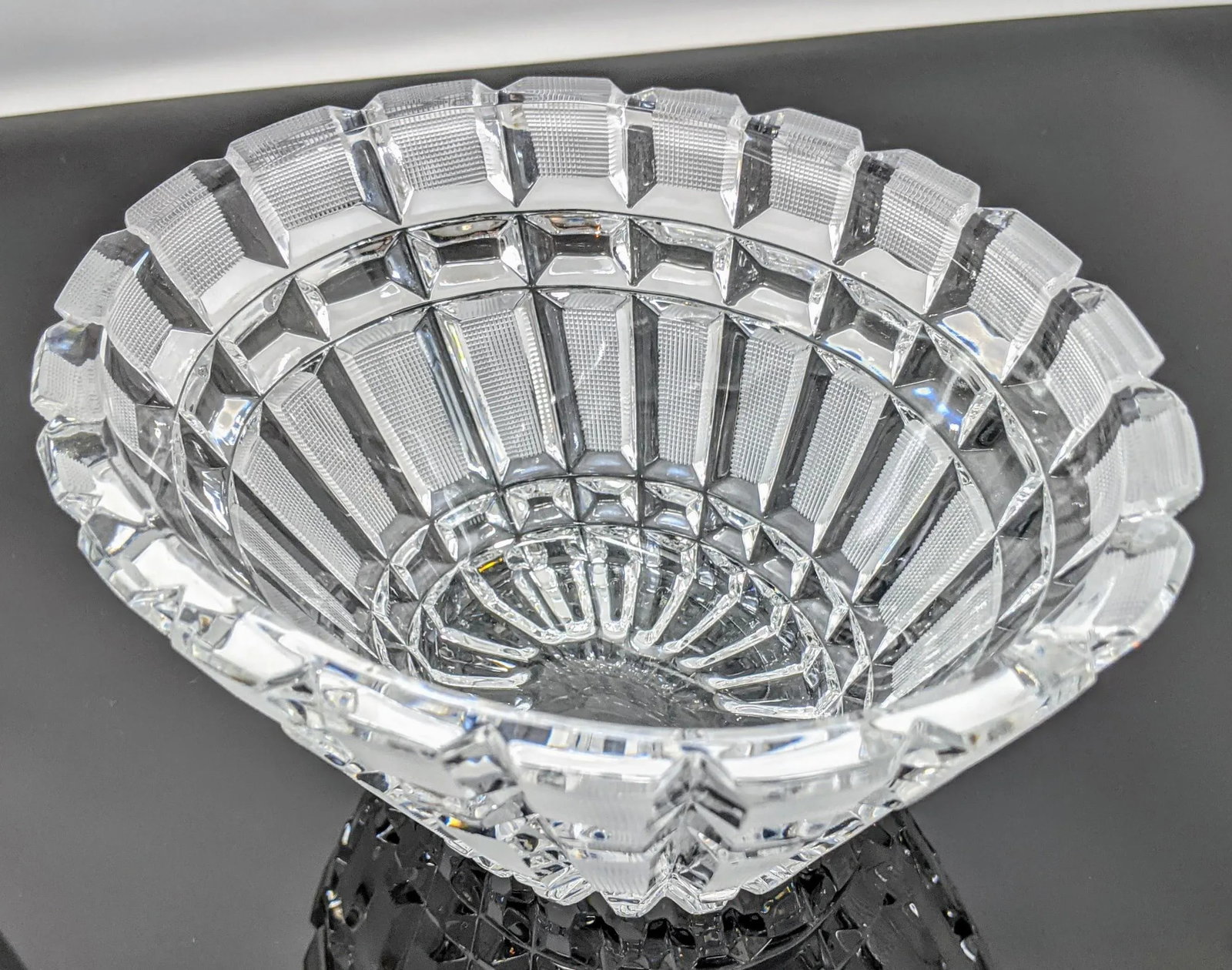 Vintage 1930s Regency Oval Shaped Bowl Crystal Decorative Bowl - 7