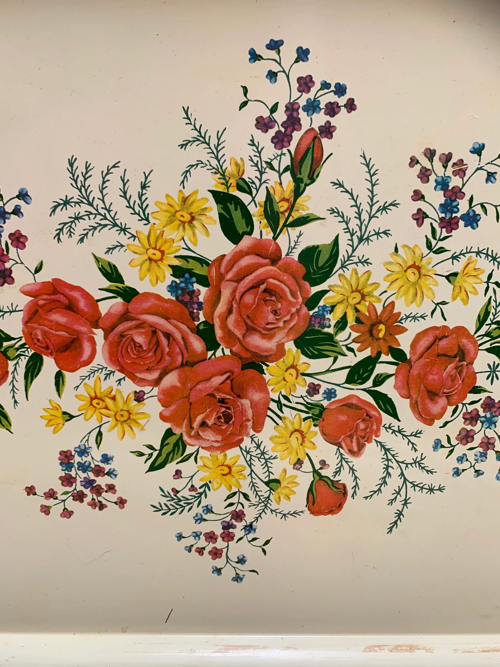 Set of Four Cottage Chic Large Floral Trays - 8