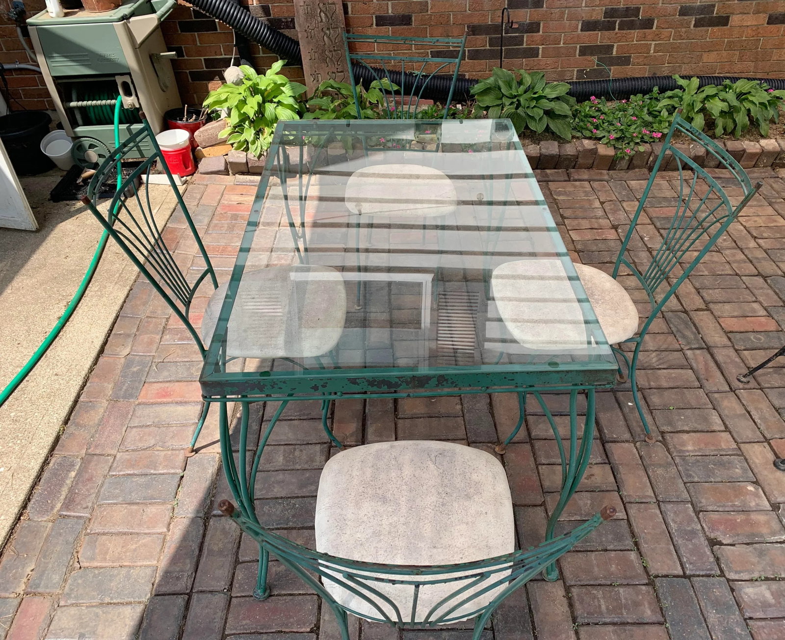 Vintage 1960's Homecrest Wrought Iron Patio Dining Table & 4 Chairs - 3