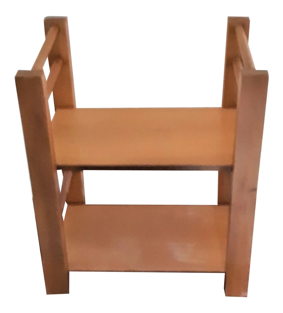 Vintage Mid-Century Light Wood Bar Serving Cart: A Charlotte Perriand style light wood two-tiered serving cart construction on casters circa 1950. Unmarked. Condition: Alterations: Original Condition Unaltered Imperfections: Some Imperfections
