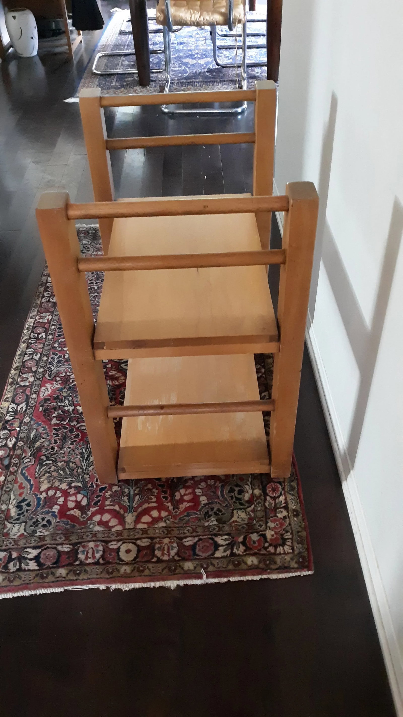 Vintage Mid-Century Light Wood Bar Serving Cart - 3