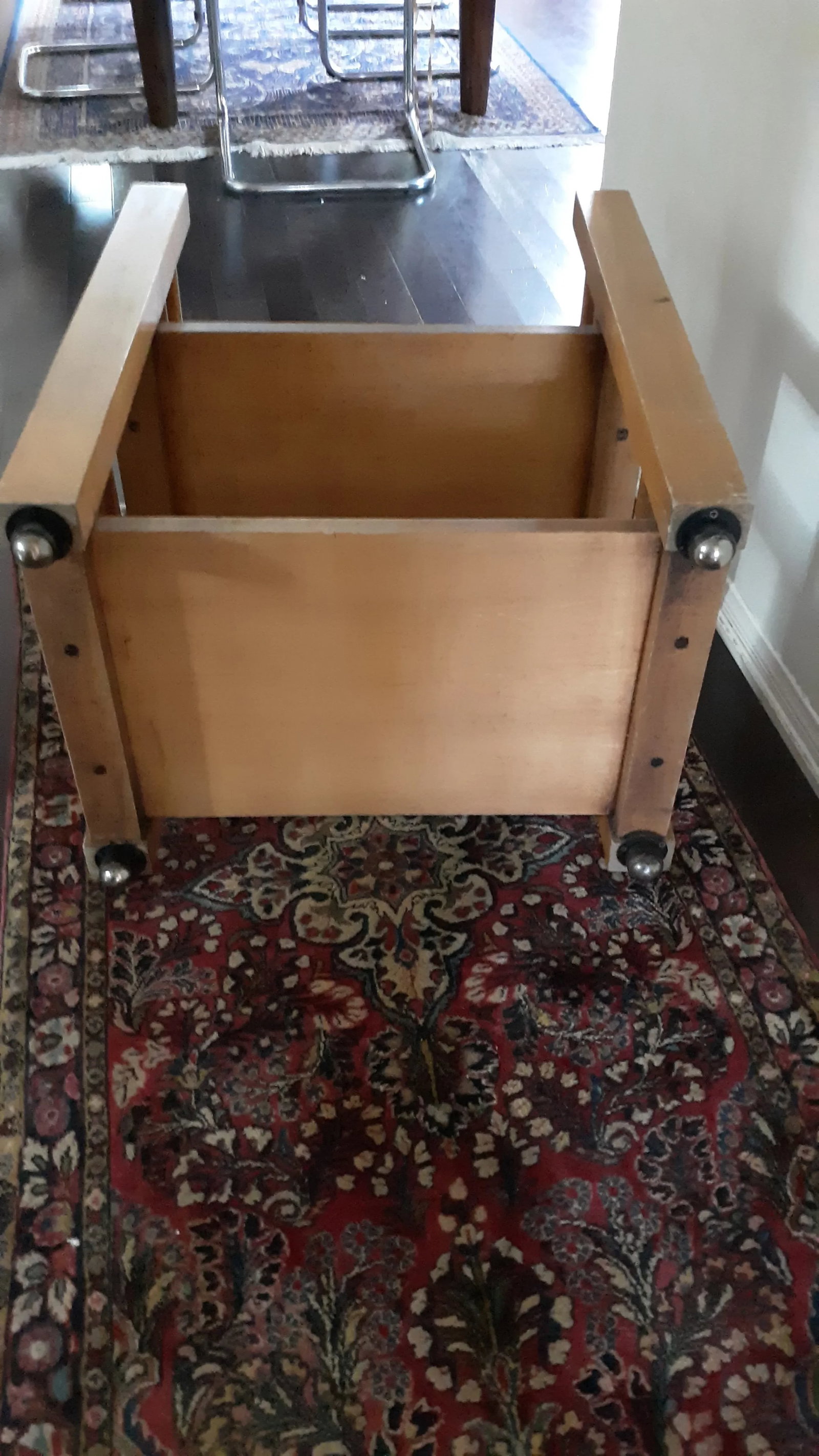 Vintage Mid-Century Light Wood Bar Serving Cart - 4