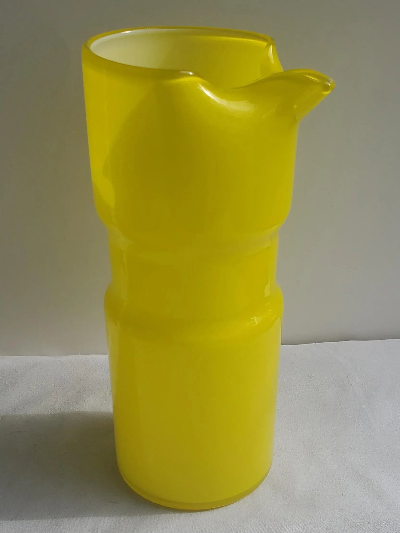Mid Century Italian Yellow Cased Glass Pitcher - 2