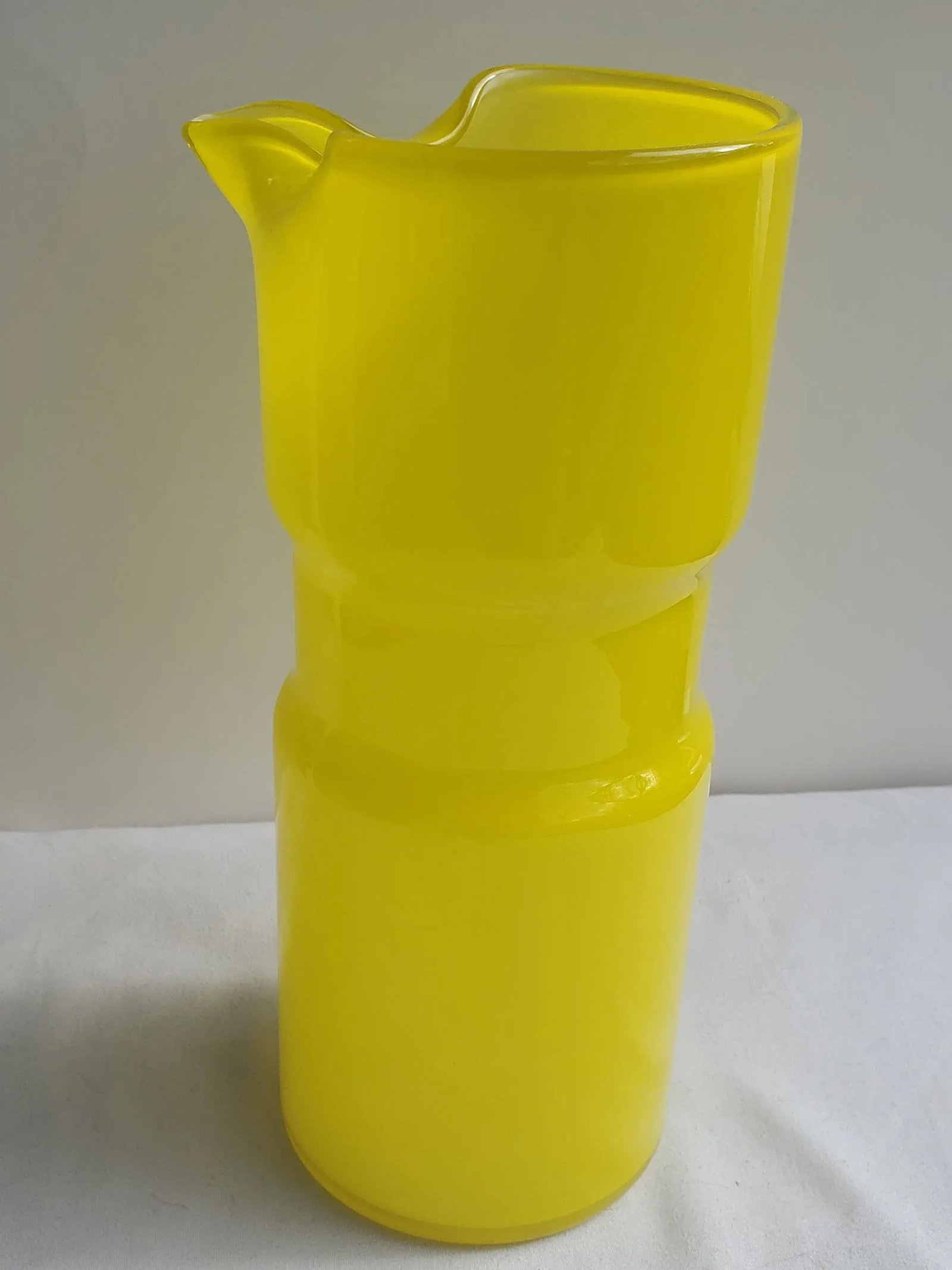 Mid Century Italian Yellow Cased Glass Pitcher - 3