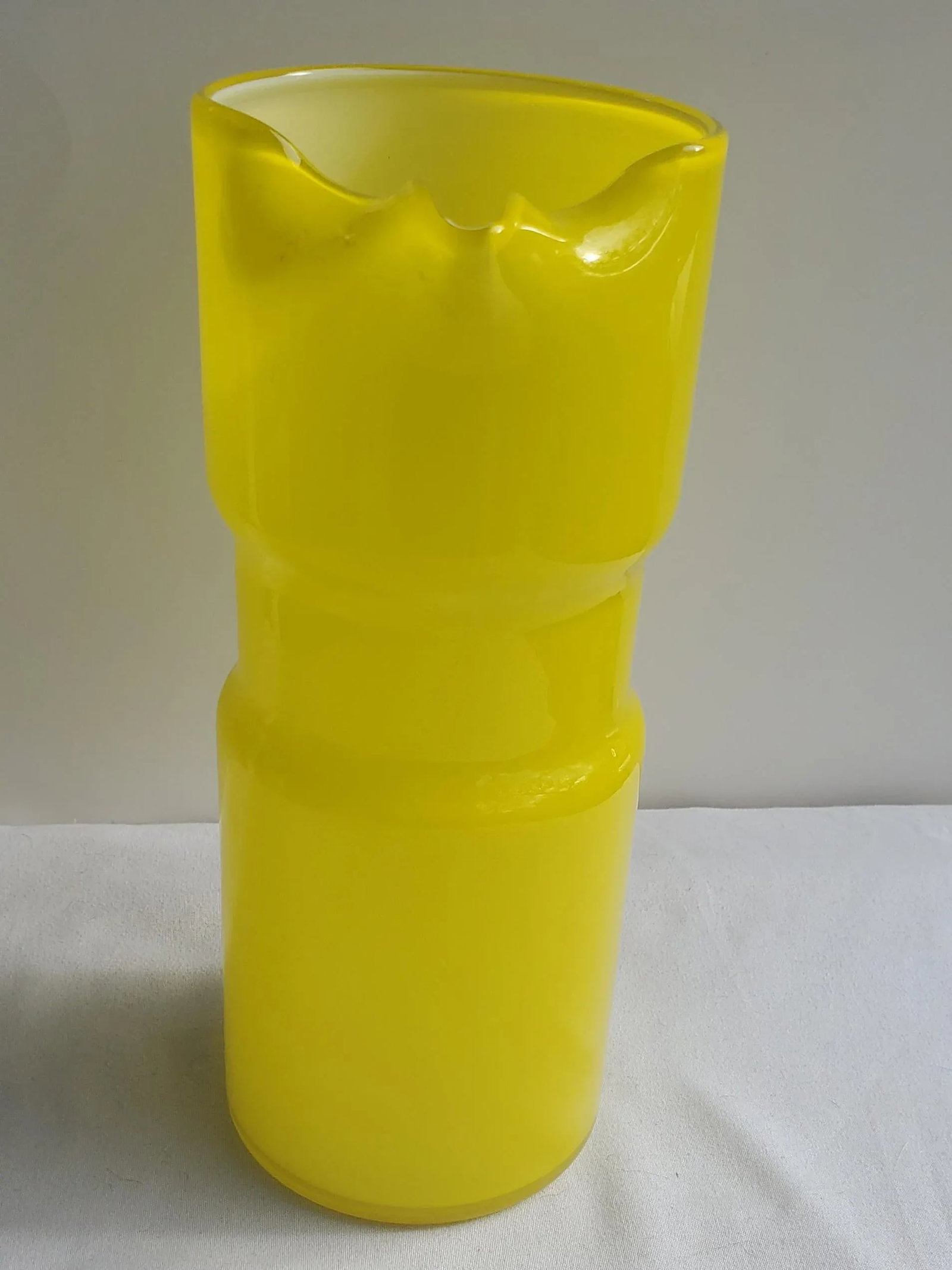 Mid Century Italian Yellow Cased Glass Pitcher - 4