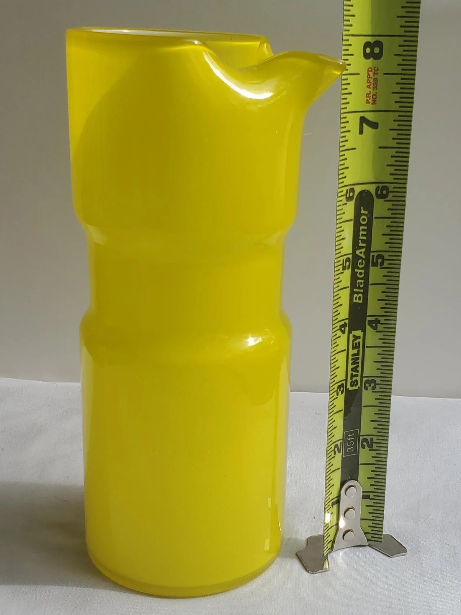 Mid Century Italian Yellow Cased Glass Pitcher - 7