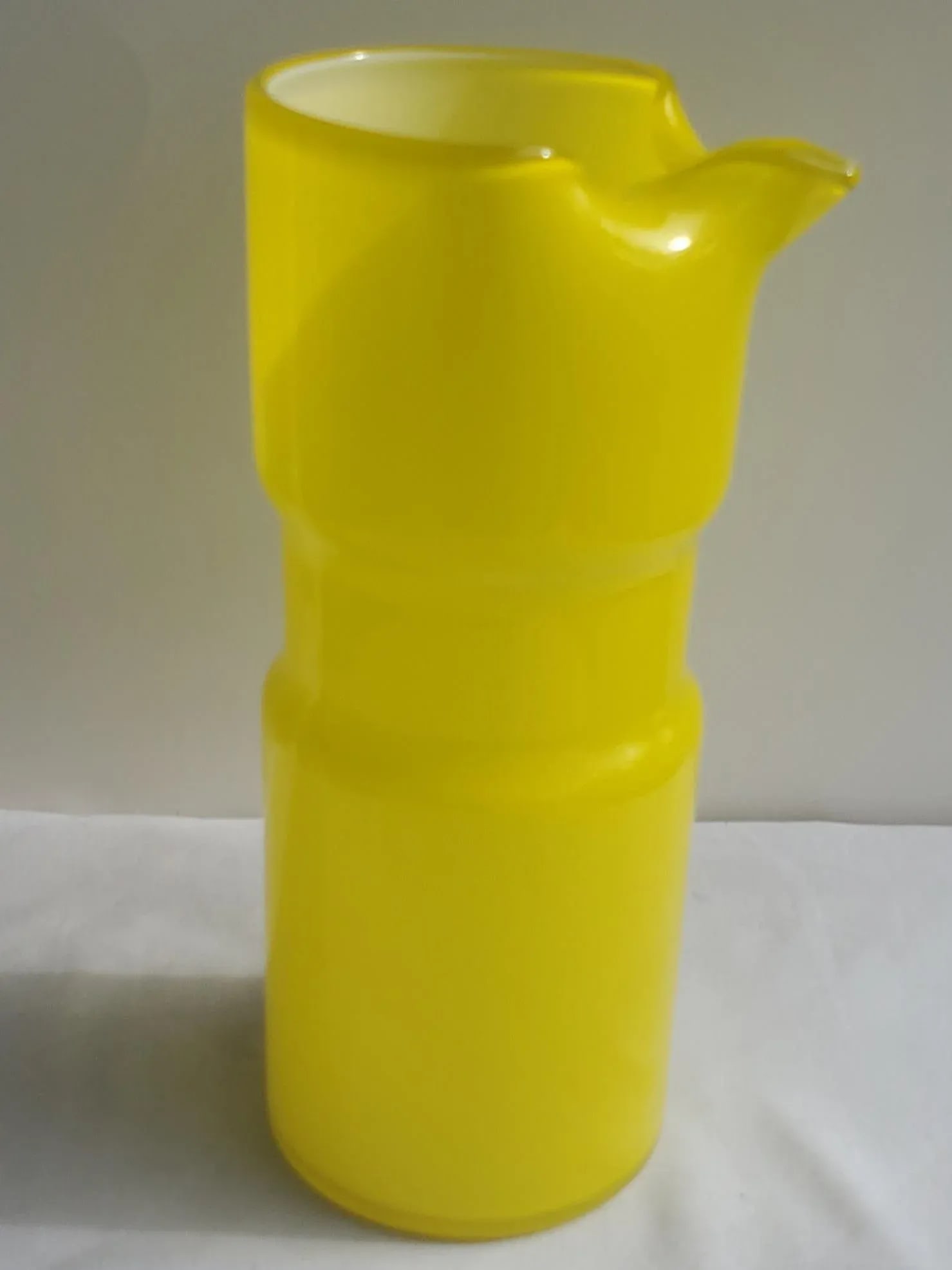 Mid Century Italian Yellow Cased Glass Pitcher - 8
