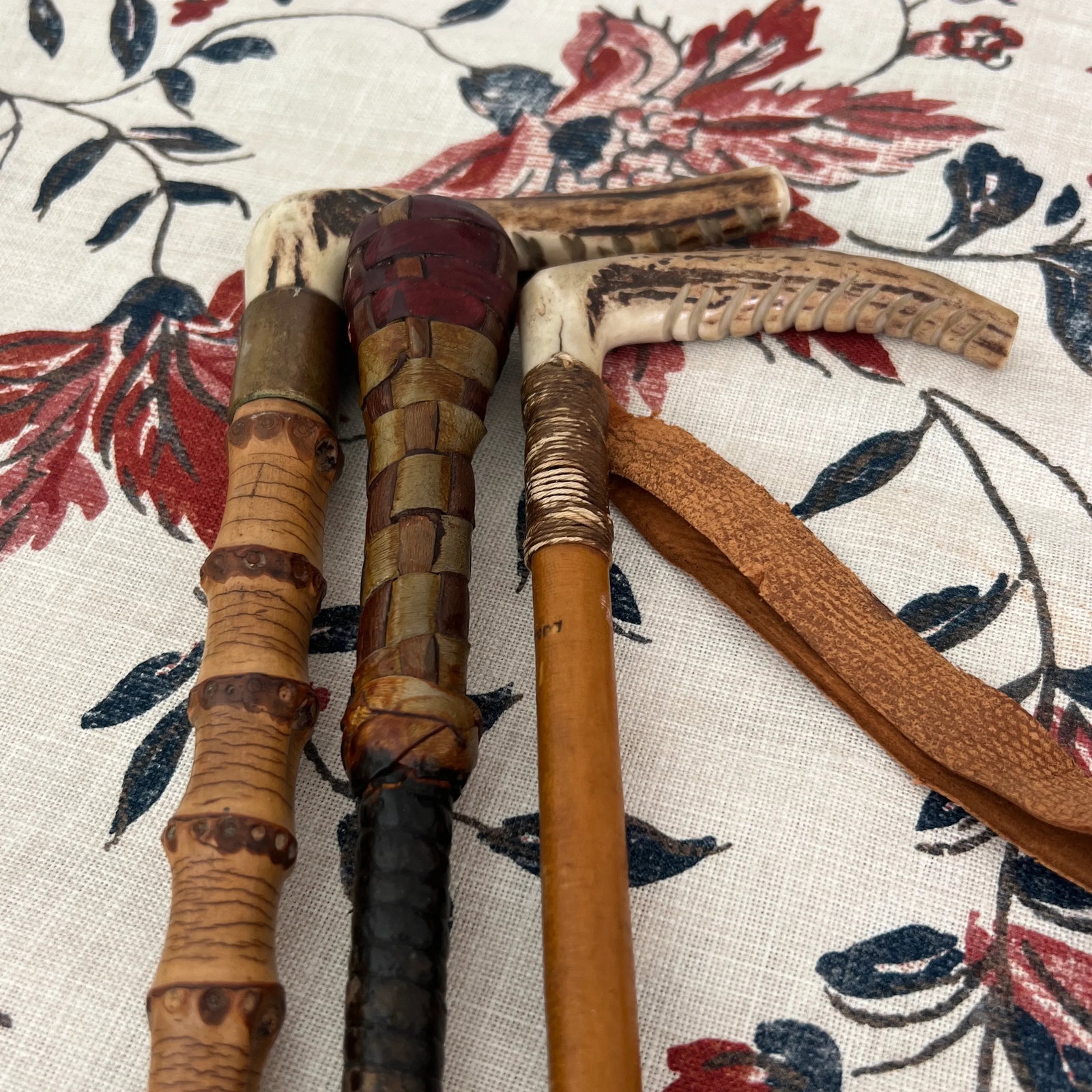 Collection of Antique English Riding Crops With Leather, Bamboo, Leather Details - Set of 3 - 8