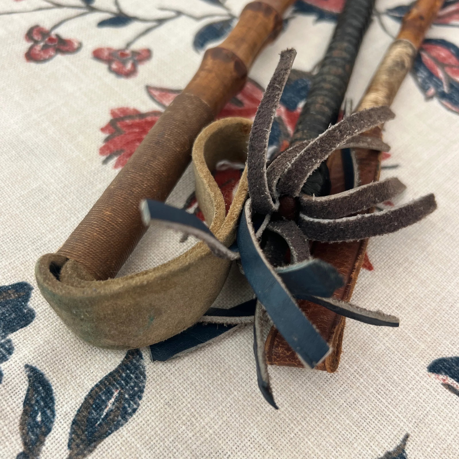 Collection of Antique English Riding Crops With Leather, Bamboo, Leather Details - Set of 3 - 9