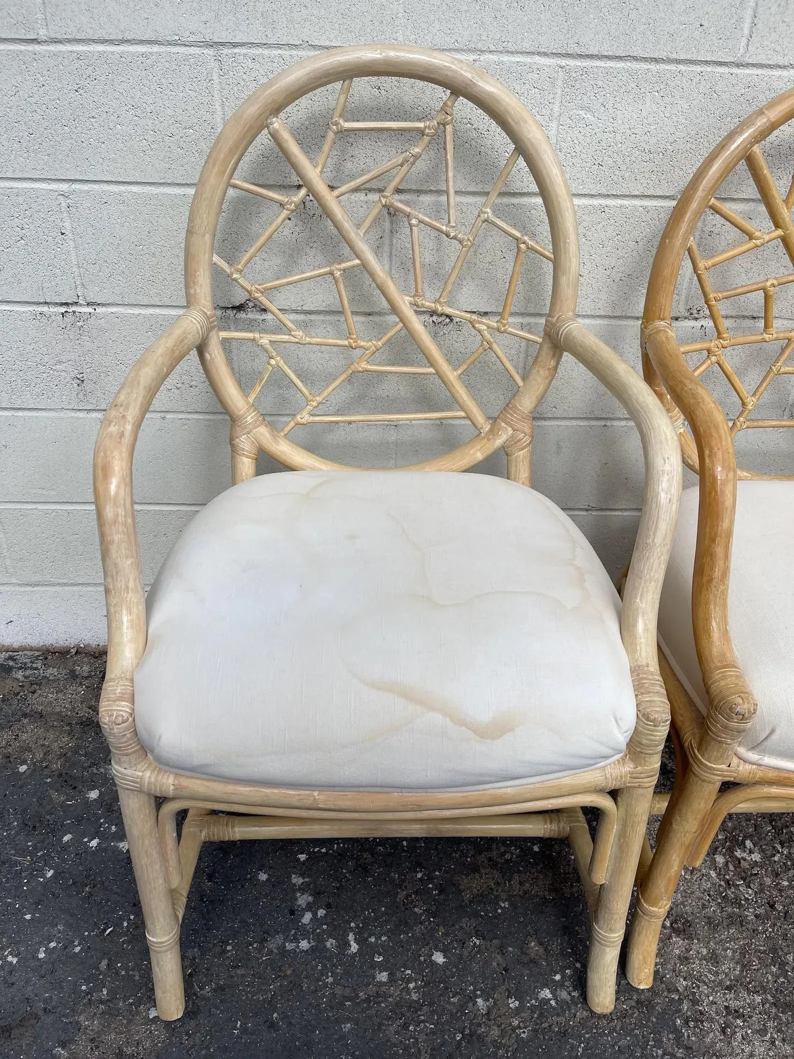 Mid 20th Century Rattan Chairs McGuire Style Cracked Ice Chippendale Bamboo Armchair - Set of 4 - 5
