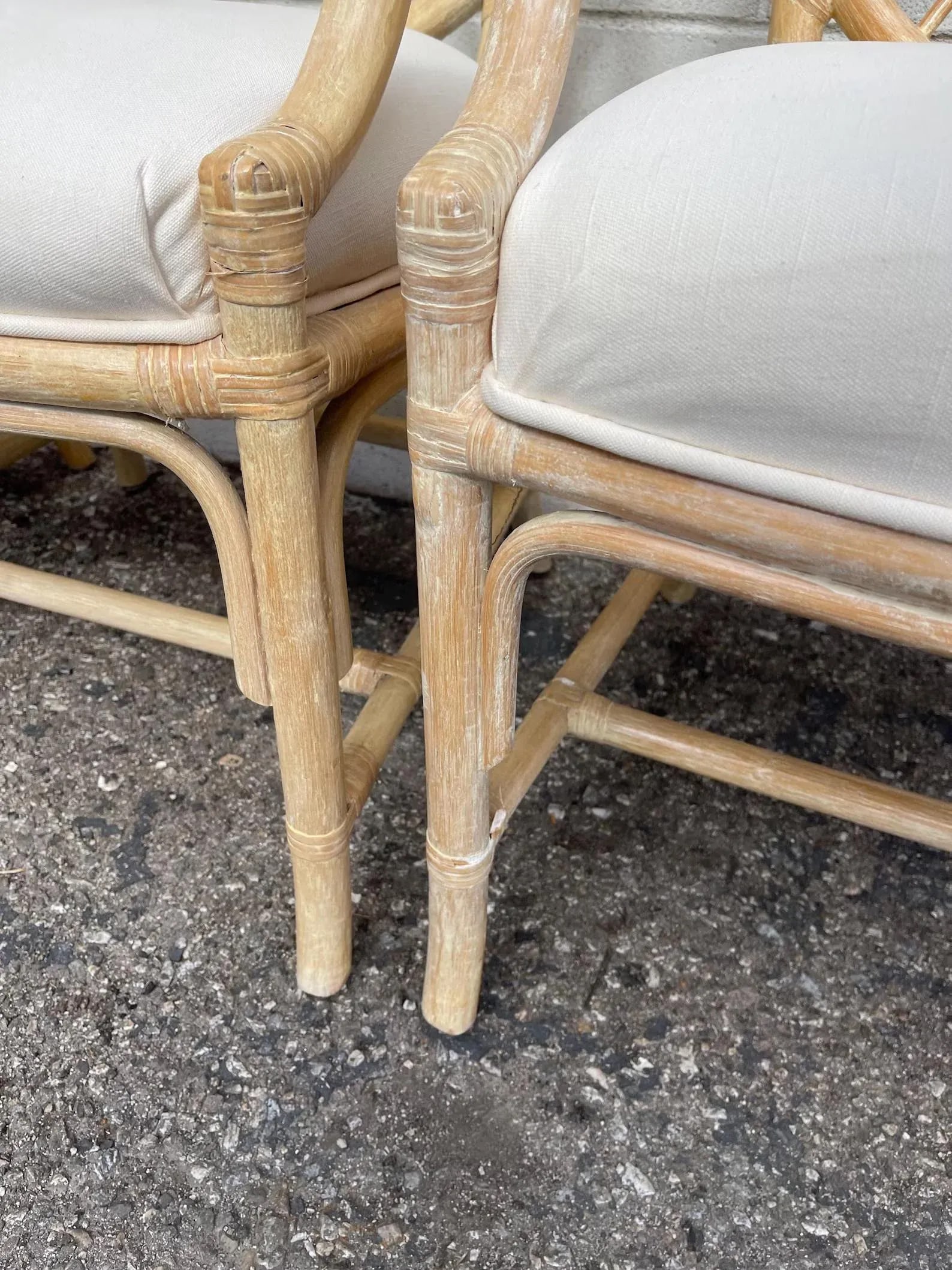 Mid 20th Century Rattan Chairs McGuire Style Cracked Ice Chippendale Bamboo Armchair - Set of 4 - 7